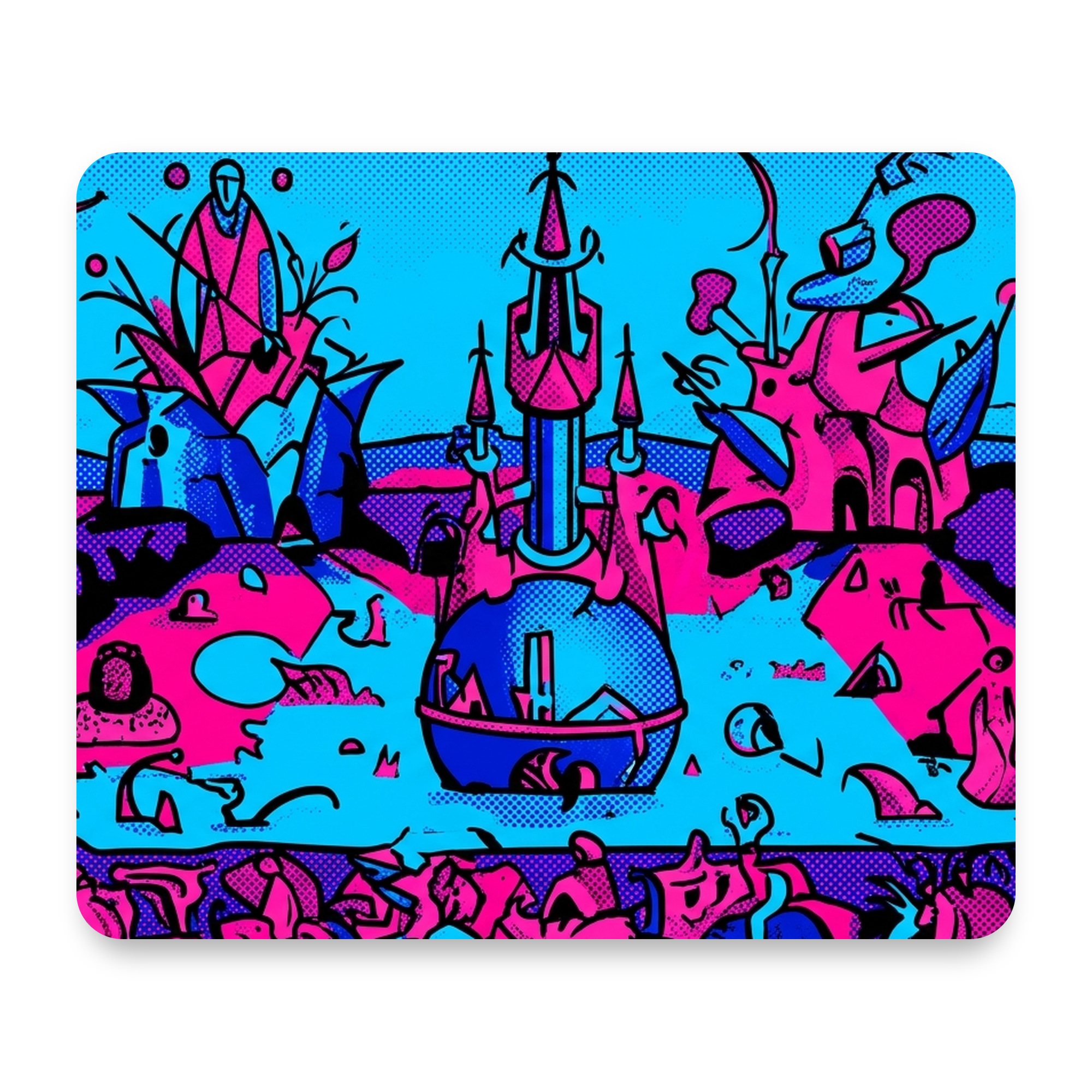 The Garden of Earthly Delights detail — Pop Remix 1/4" neoprene mouse pad — printed by hand at DistinctInk