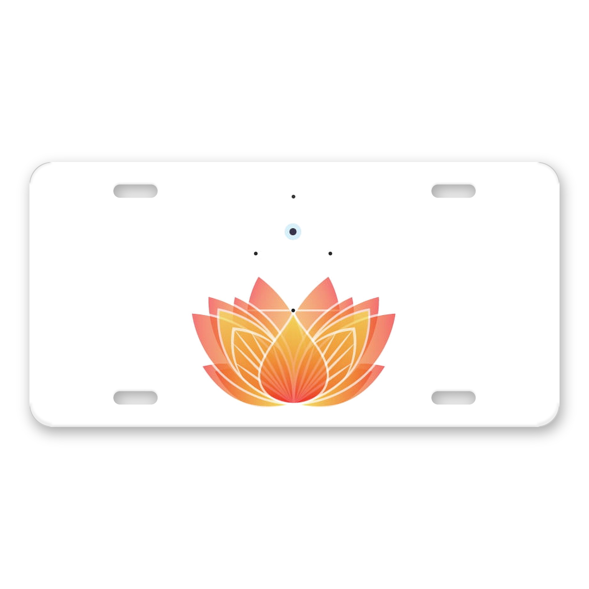 Lotus Flower and Third Eye aluminum license plate — printed by hand at DistinctInk