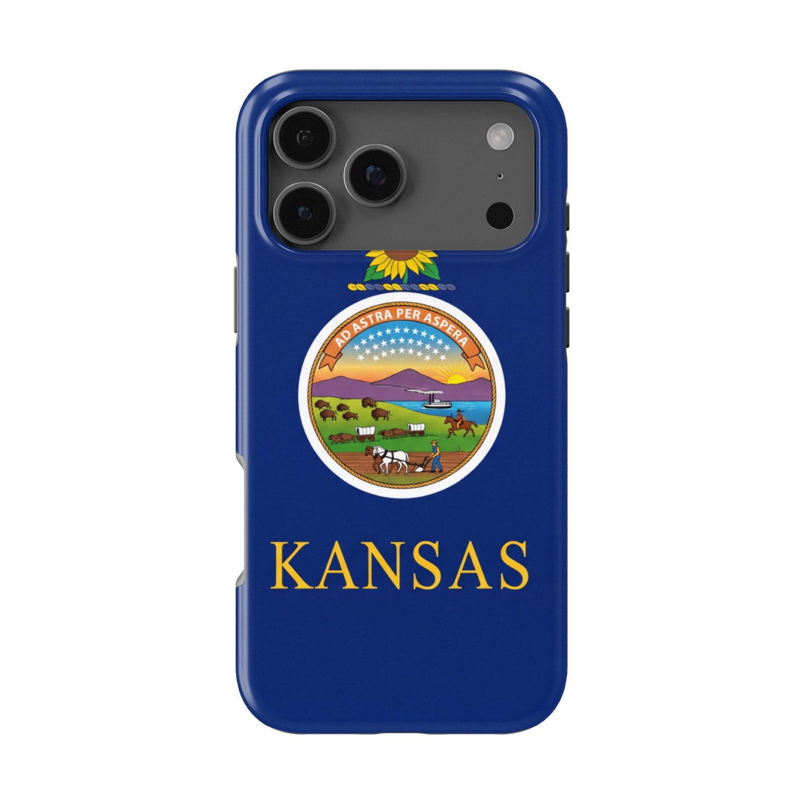 DistinctInk Kansas State Flag Tough MagSafe Case for iPhone 13-18 Series