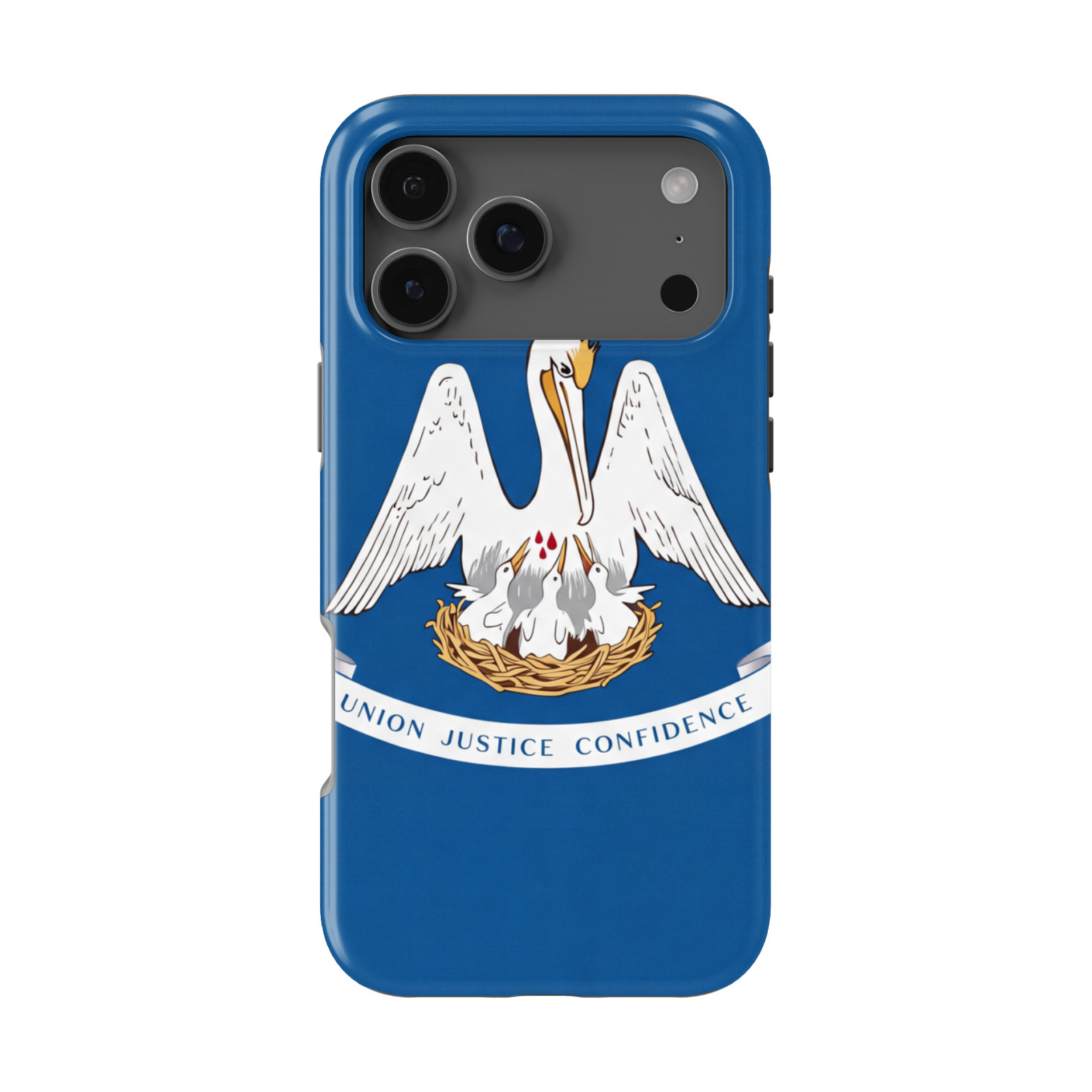 DistinctInk Louisiana State Flag Tough MagSafe Case for iPhone 13-18 Series