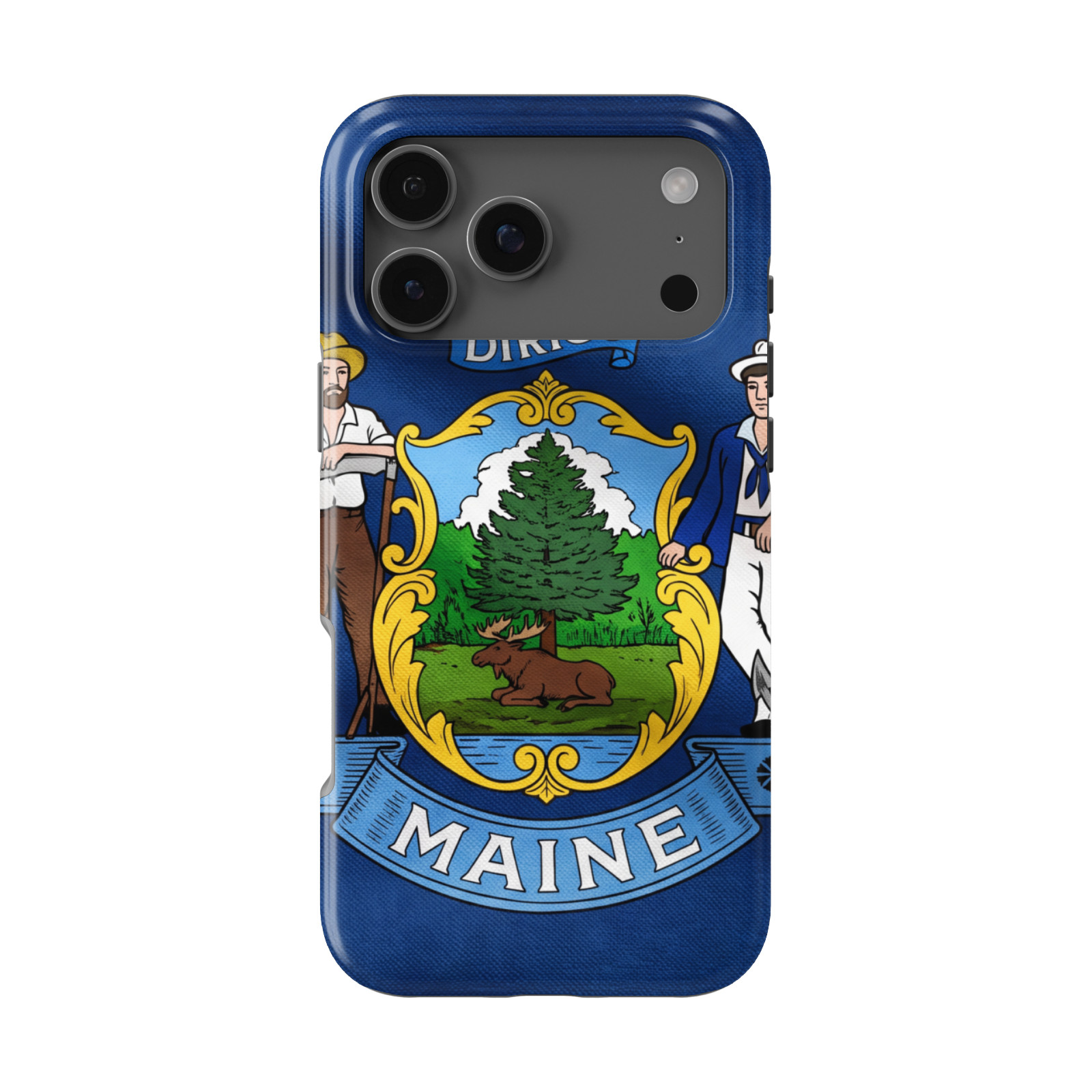DistinctInk Maine State Flag Tough MagSafe Case for iPhone 13-18 Series
