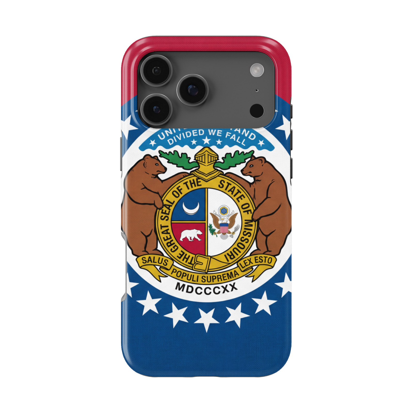 DistinctInk Missouri State Flag Tough MagSafe Case for iPhone 13-18 Series