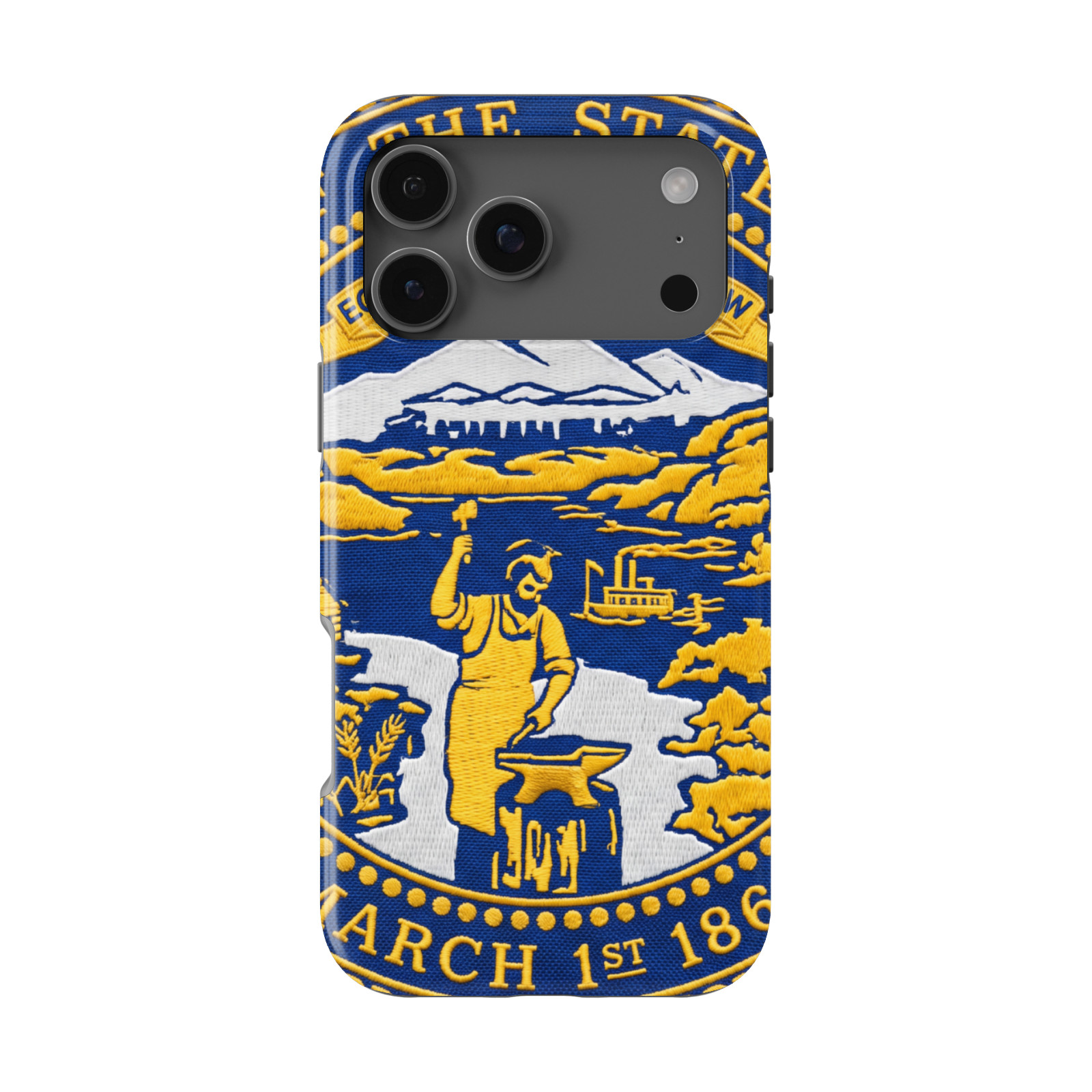 DistinctInk Nebraska State Flag Tough MagSafe Case for iPhone 13-18 Series