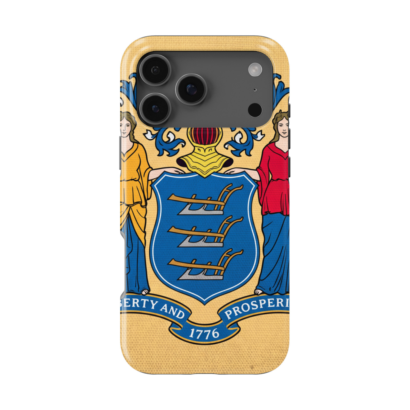DistinctInk New Jersey State Flag Tough MagSafe Case for iPhone 13-18 Series