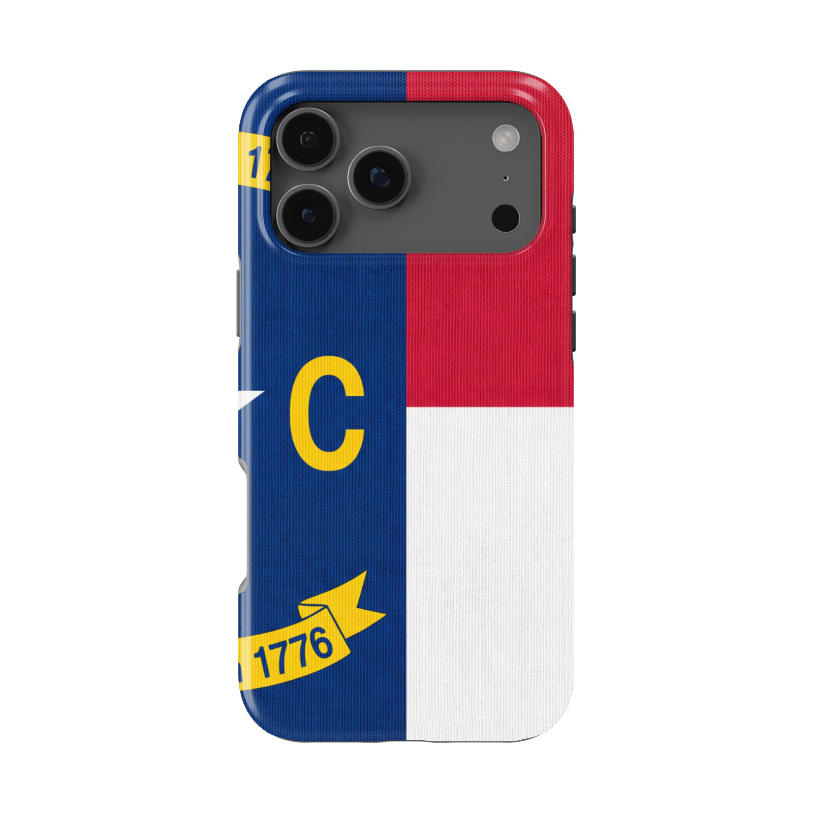 DistinctInk N. Carolina Flag Tough MagSafe Case for iPhone 13-18 Series