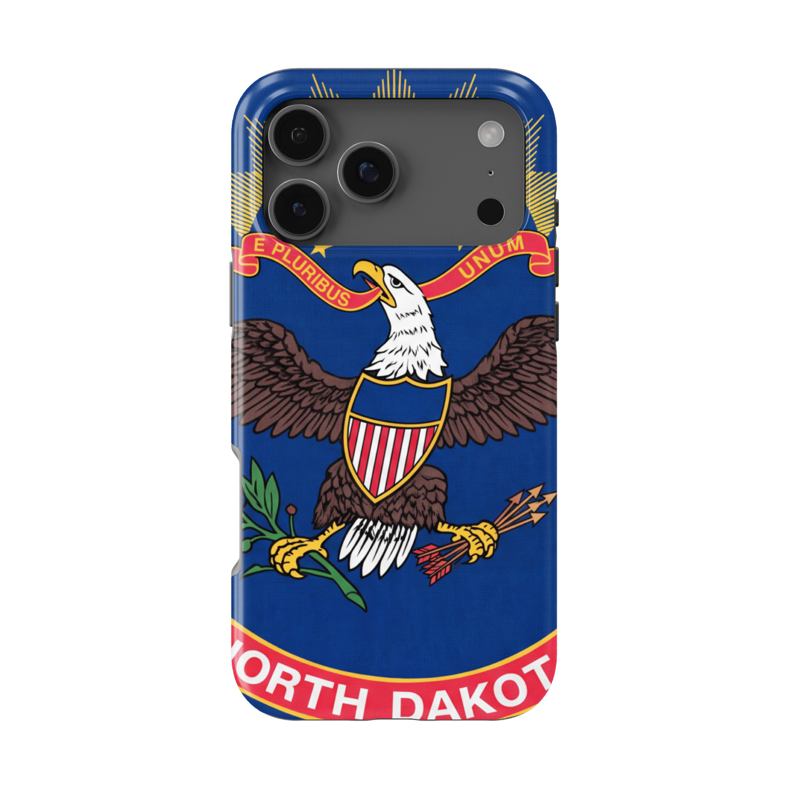 DistinctInk N. Dakota State Flag Tough MagSafe Case for iPhone 13-18 Series