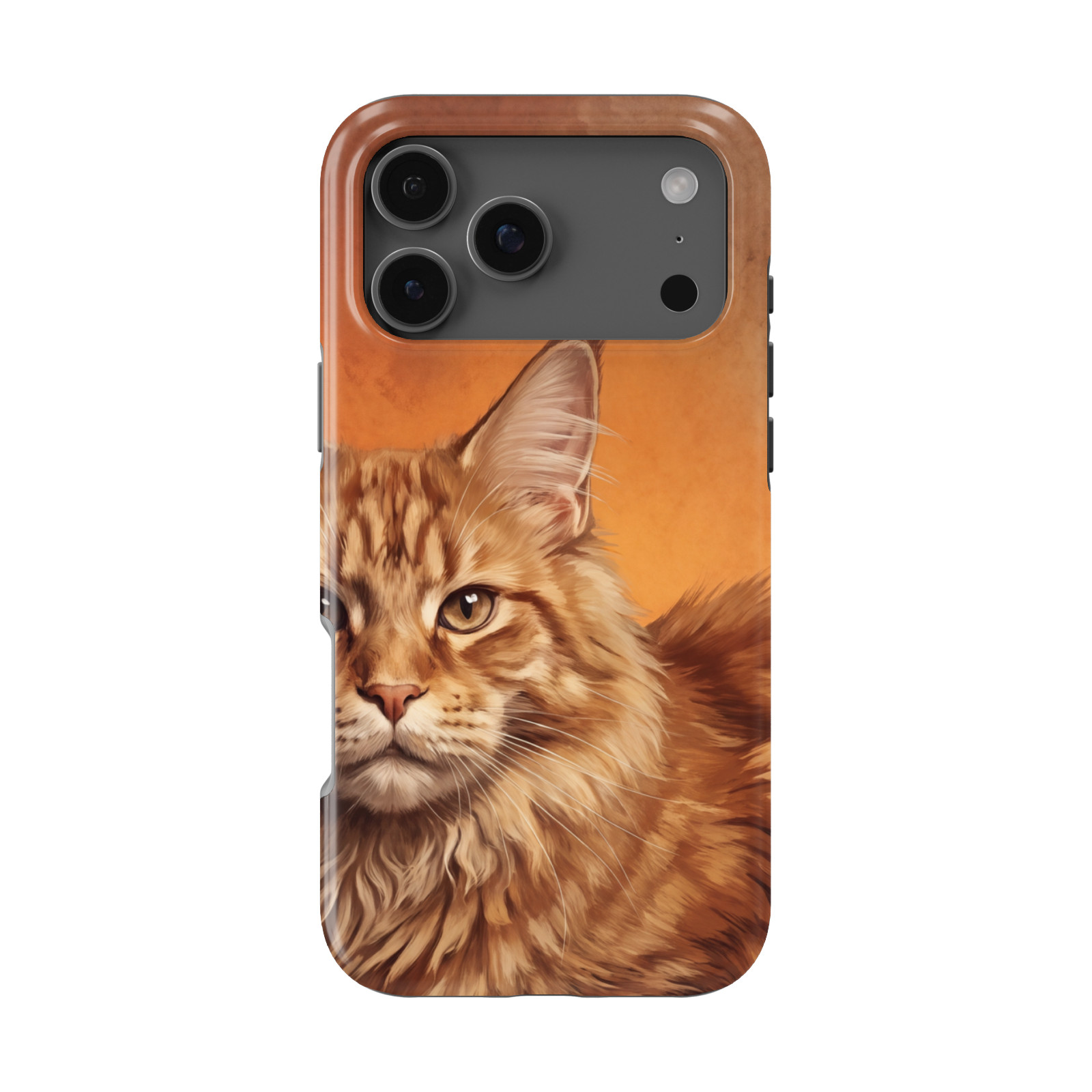 DistinctInk Maine Coon Portrait Tough MagSafe Case for iPhone 13-18 Series