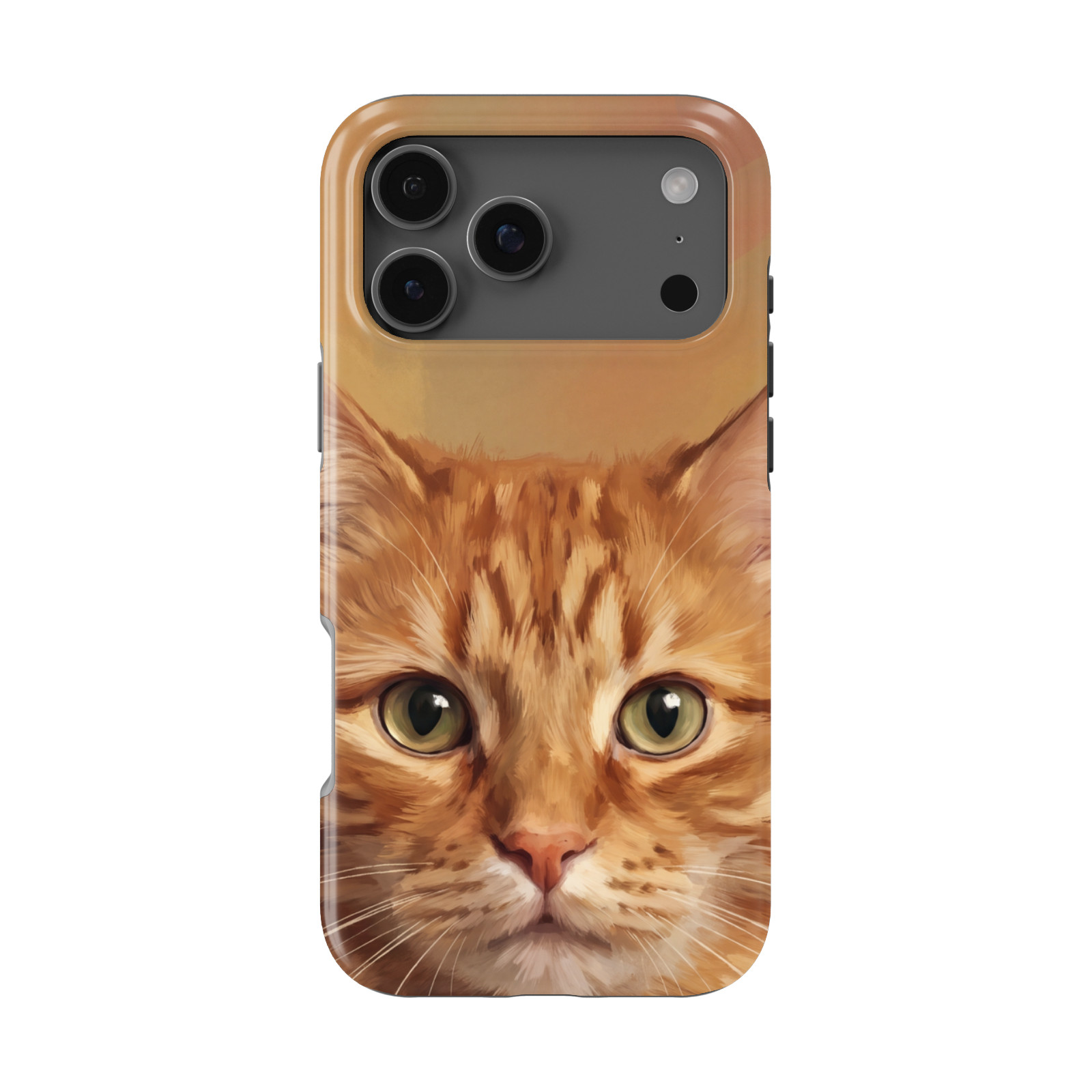 DistinctInk Orange Tabby Portrait Tough MagSafe Case for iPhone 13-18 Series
