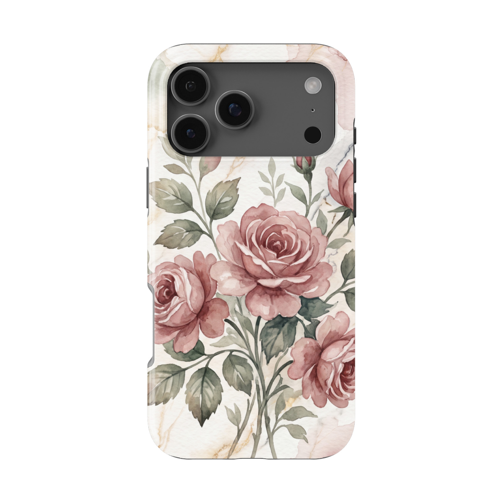 DistinctInk Vintage Rose Bouquet Tough MagSafe Case for iPhone 13-18 Series