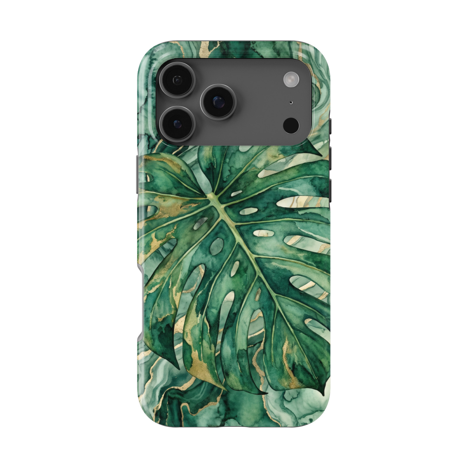 DistinctInk Tropical Monstera Tough MagSafe Case for iPhone 13-18 Series