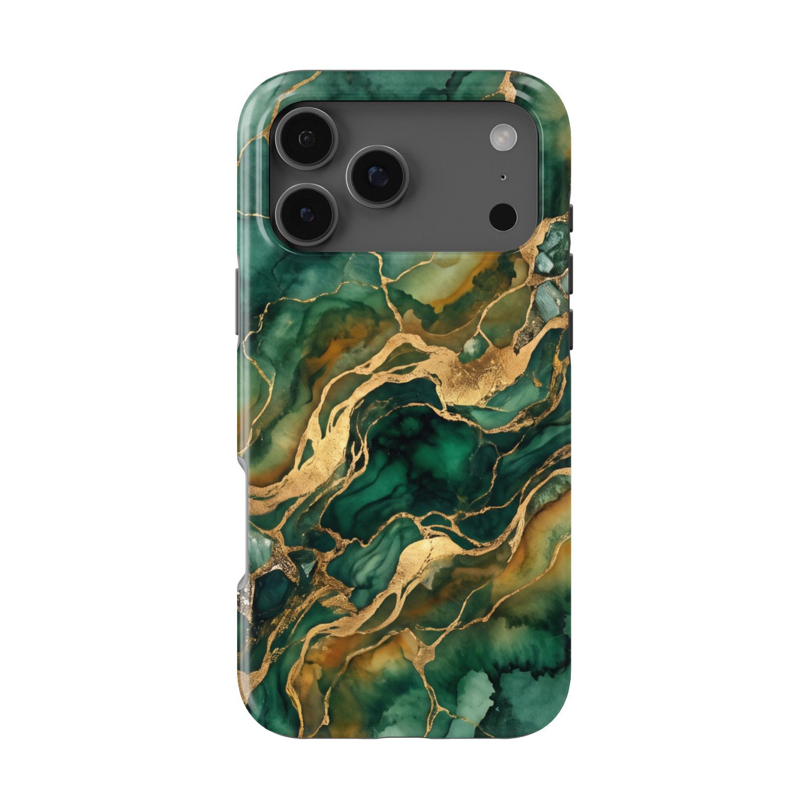 DistinctInk Emerald Marble Tough MagSafe Case for iPhone 13-18 Series