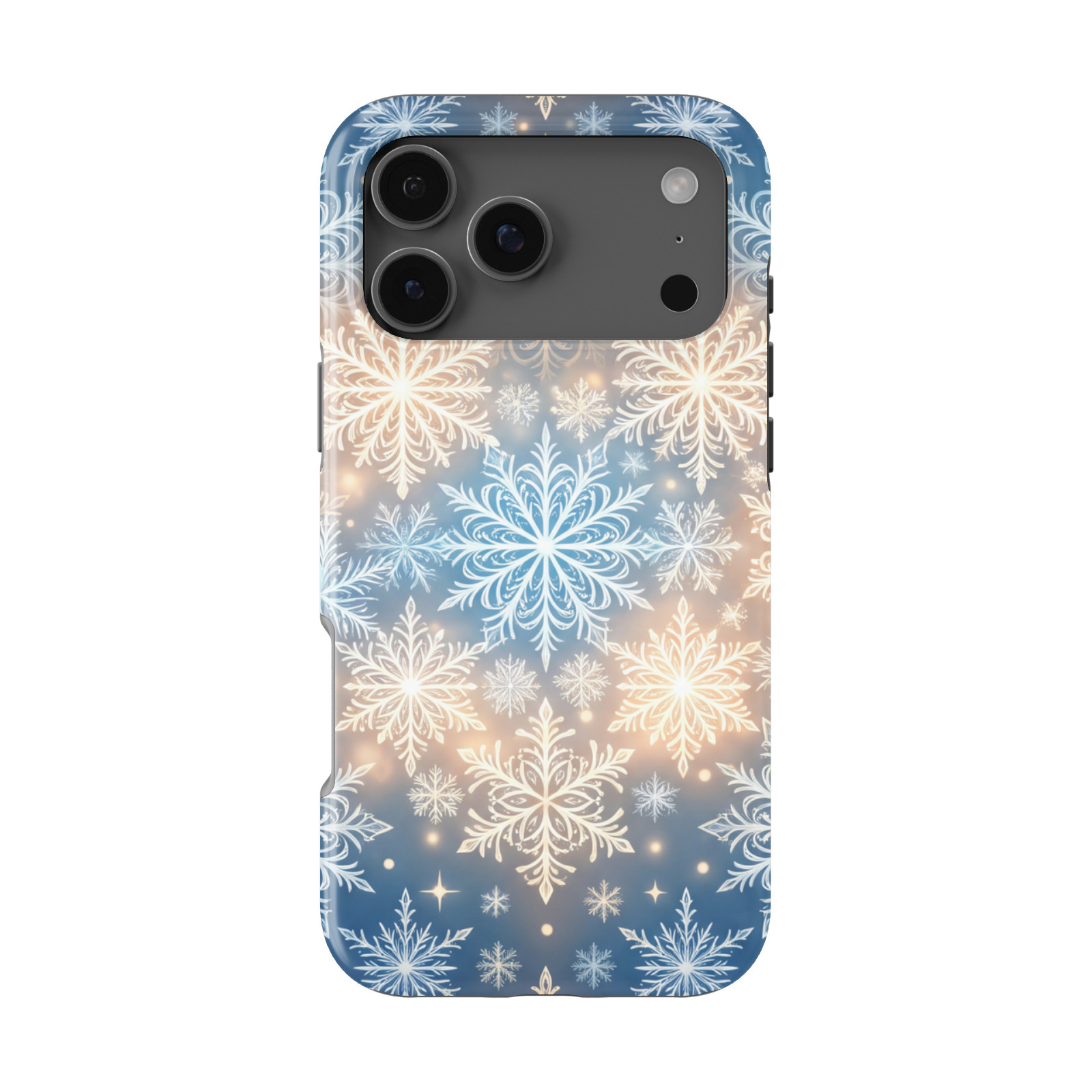 DistinctInk Christmas Snowflakes Tough MagSafe Case for iPhone 13-18 Series