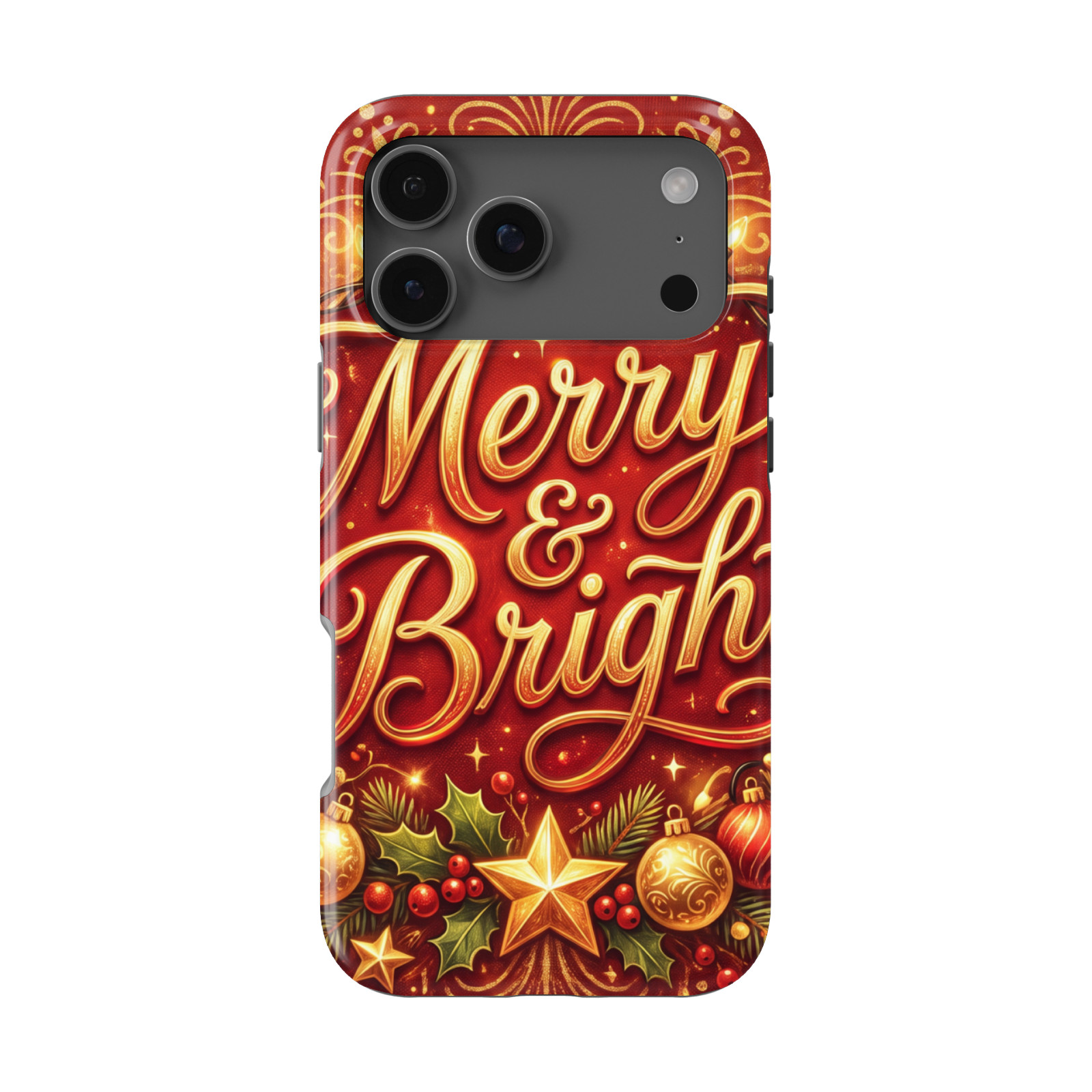 DistinctInk Merry & Bright Tough MagSafe Case for iPhone 13-18 Series