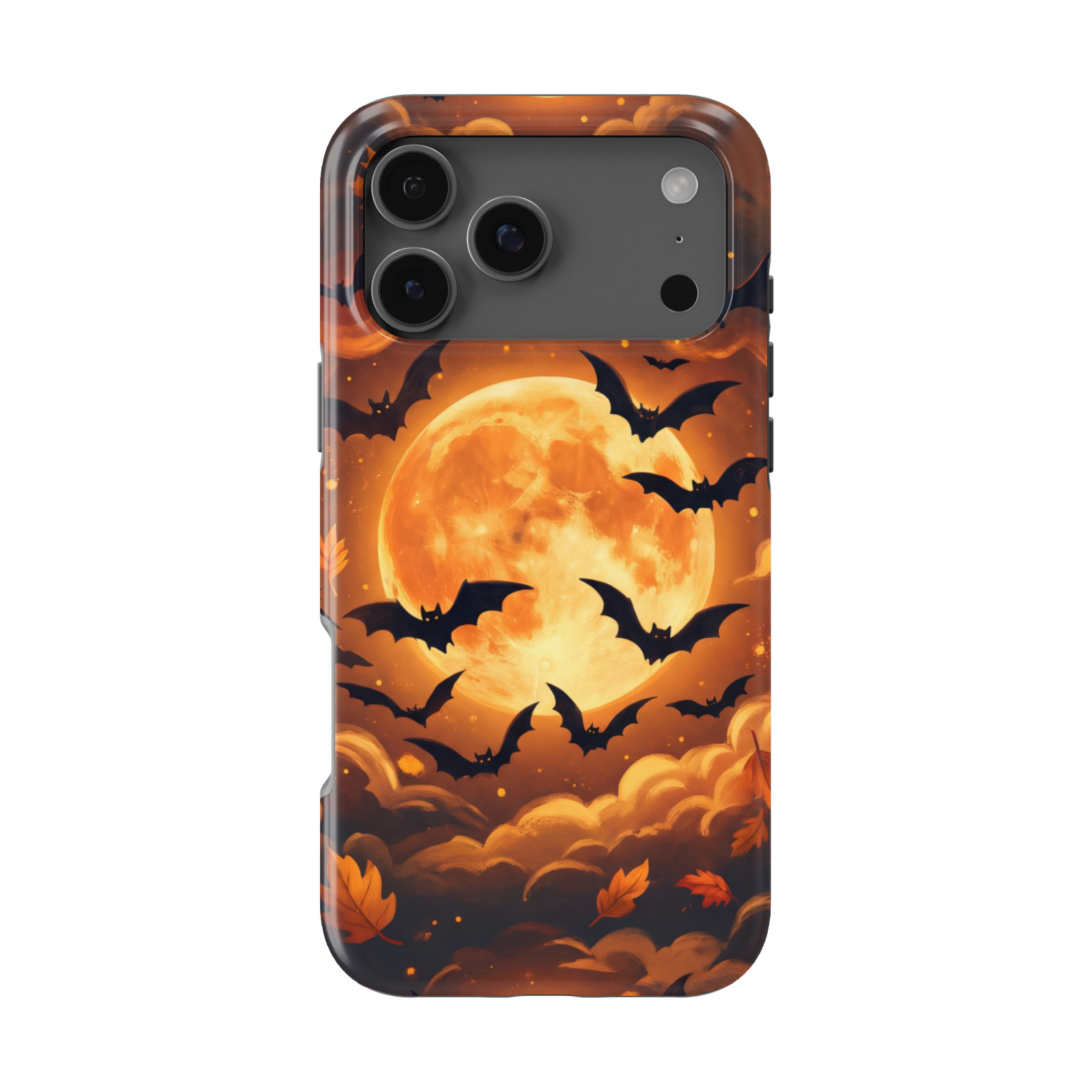 DistinctInk Halloween Bats Tough MagSafe Case for iPhone 13-18 Series