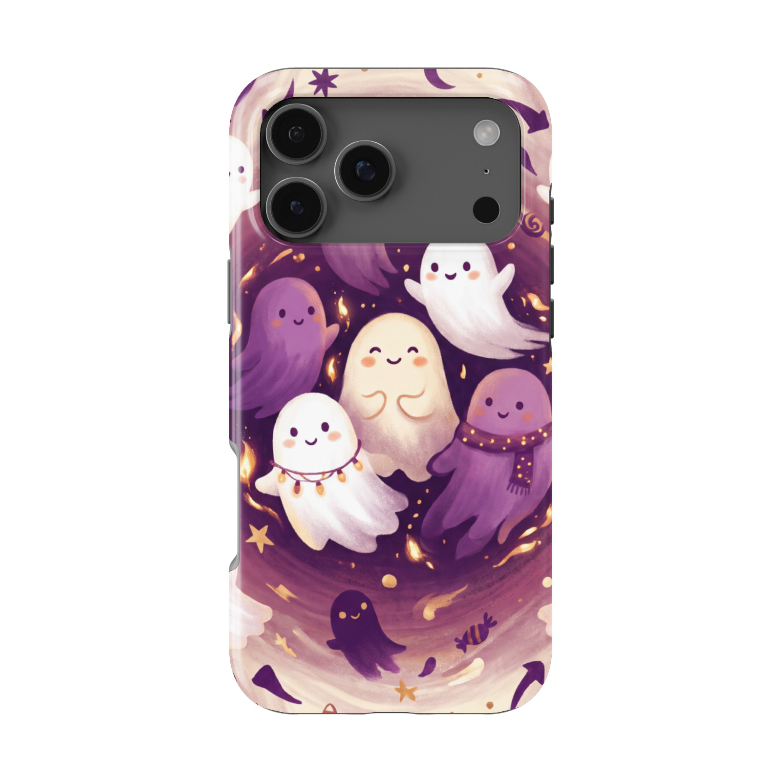 DistinctInk Spooky Ghosts Tough MagSafe Case for iPhone 13-18 Series