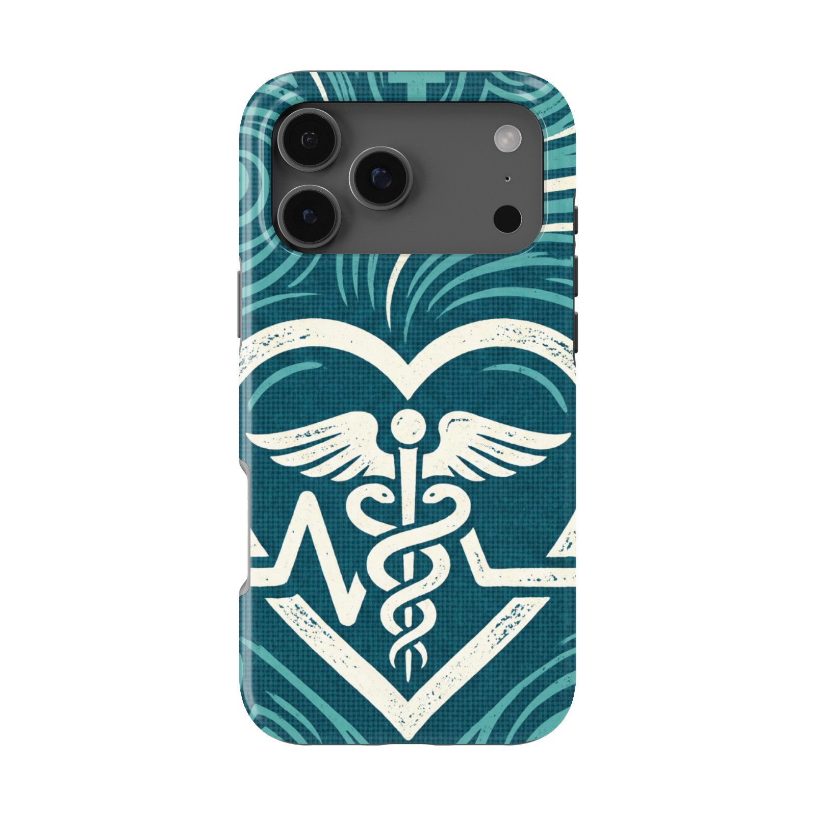 DistinctInk Nurse Heartbeat Tough MagSafe Case for iPhone 13-18 Series