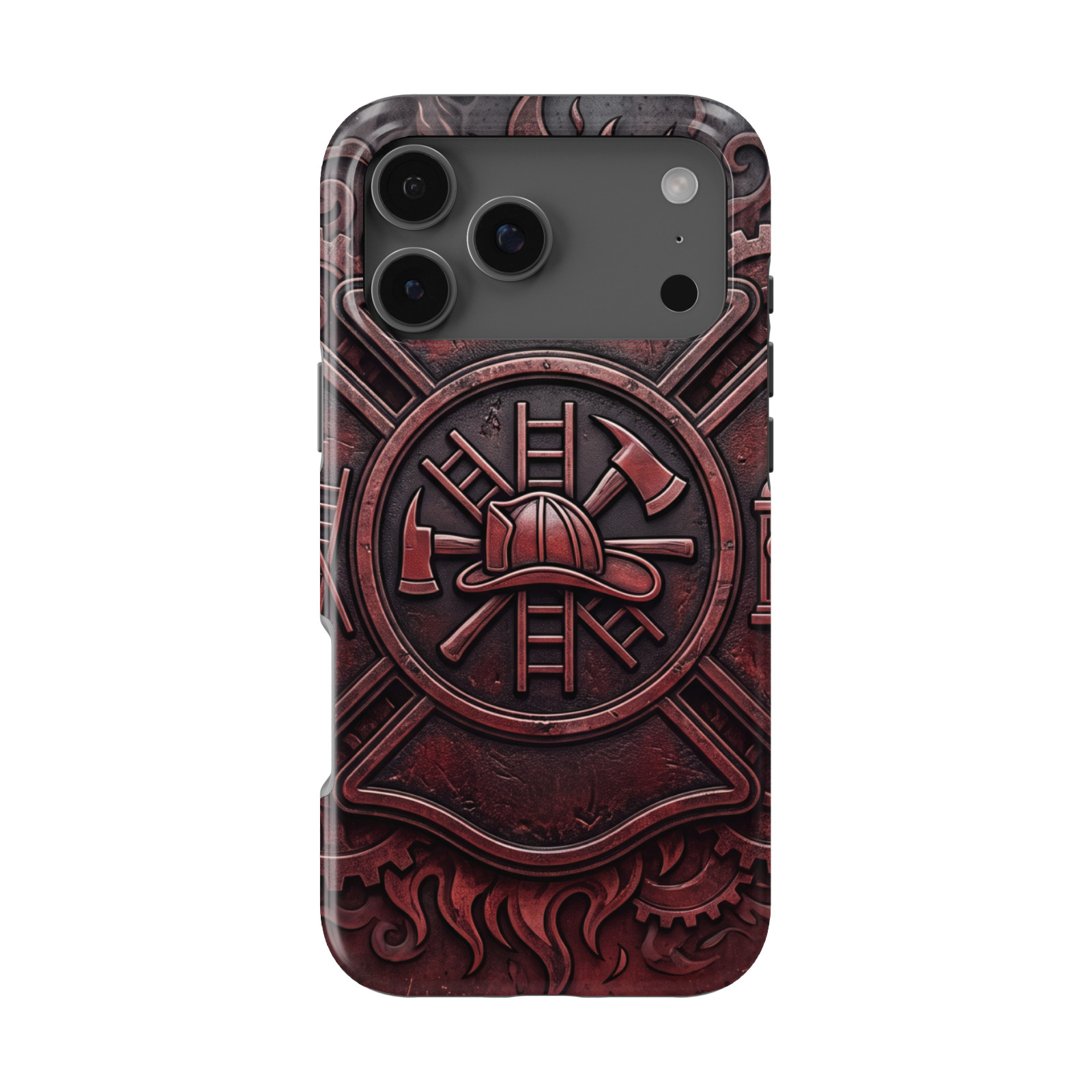 DistinctInk Firefighter Maltese Tough MagSafe Case for iPhone 13-18 Series