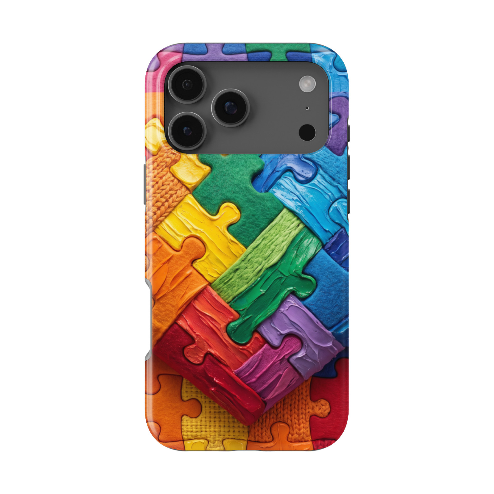 DistinctInk Autism Awareness Tough MagSafe Case for iPhone 13-18 Series