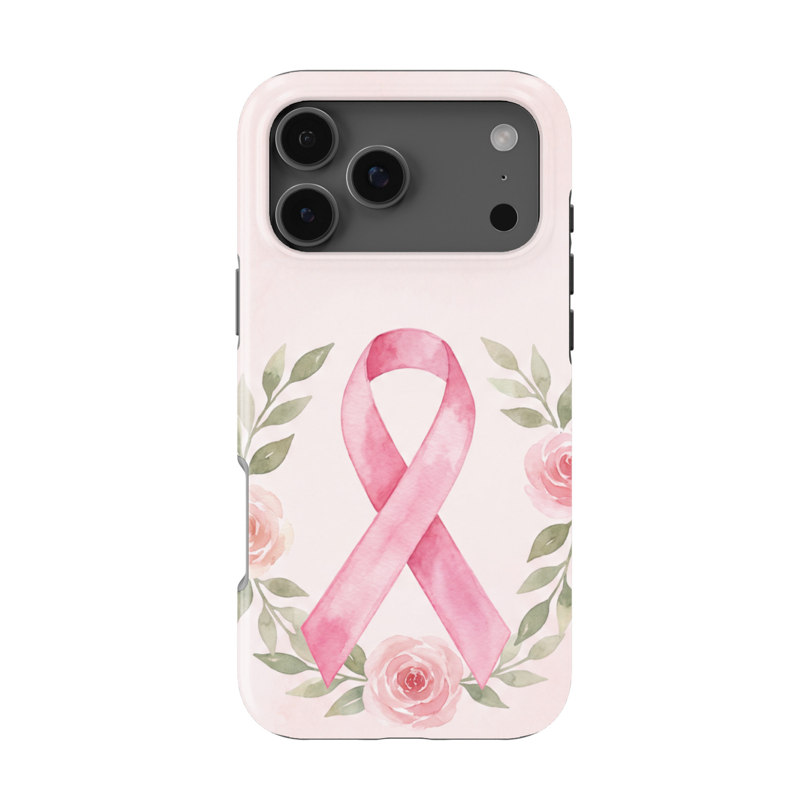 DistinctInk Breast Cancer Ribbon Tough MagSafe Case for iPhone 13-18 Series