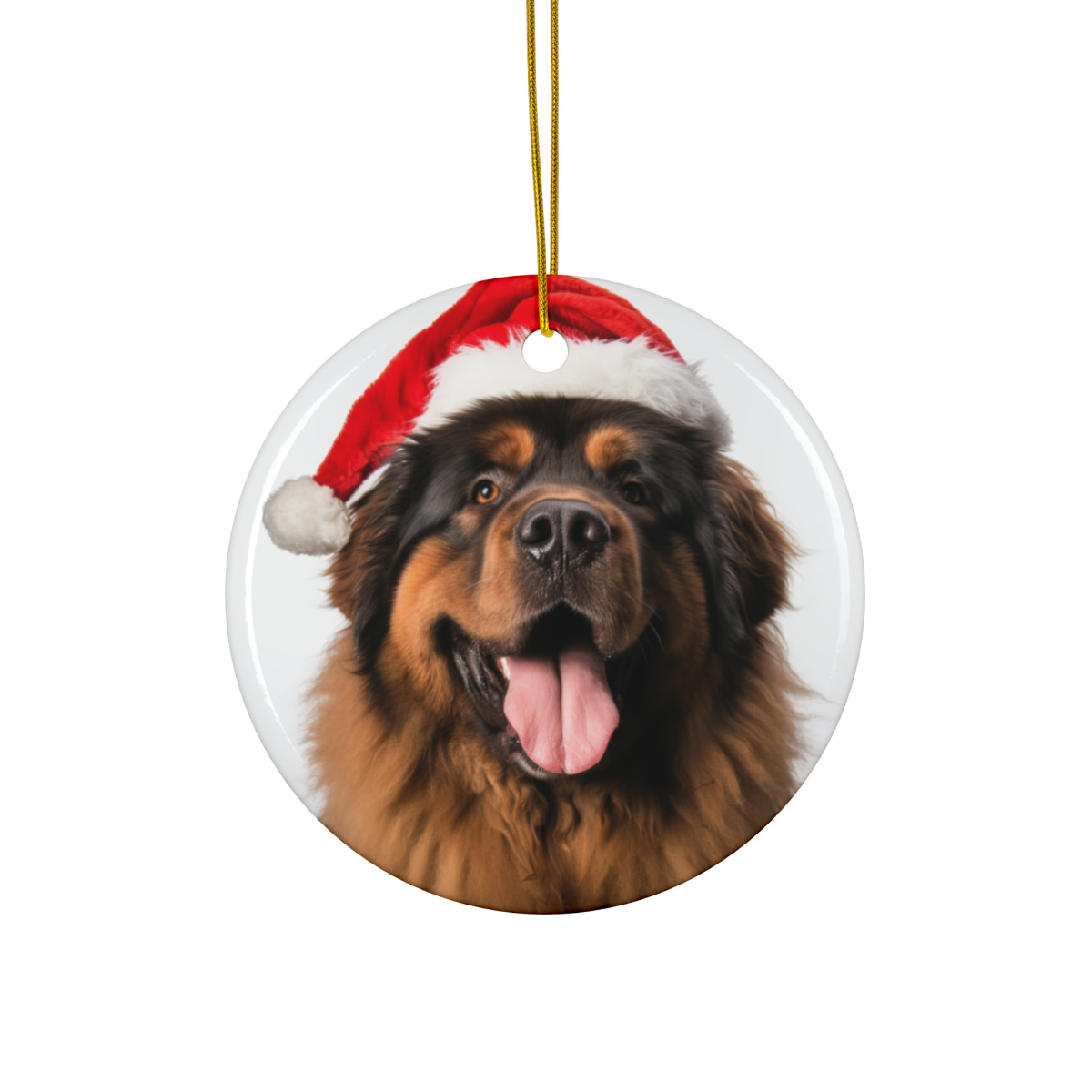Tibetan Mastiff ceramic hanging ornament &mdash; printed by hand at DistinctInk