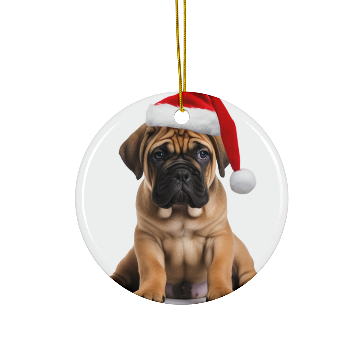 Hanging Ceramic Christmas Tree Ornament - Boerboel Puppy Design - Bild 1 von 4
