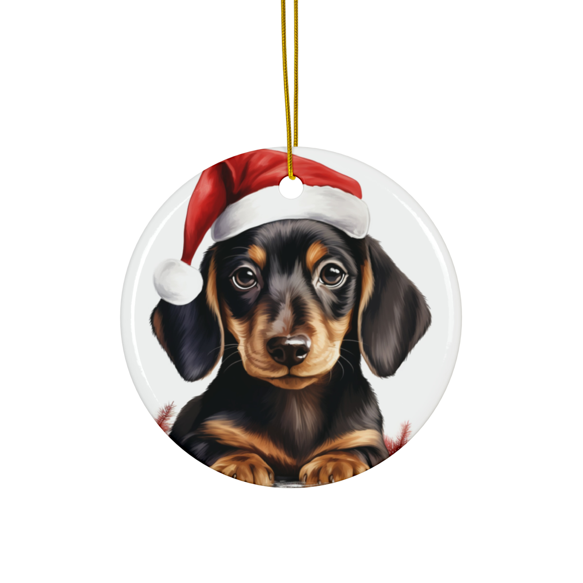 Dachshund Puppy ceramic hanging ornament &mdash; printed by hand at DistinctInk