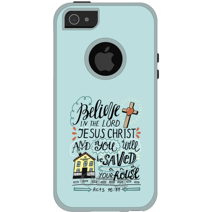 OtterBox Commuter for Apple iPhone (Pick Model) Acts 16:31 Believe Jesus Christ - Picture 2 of 23