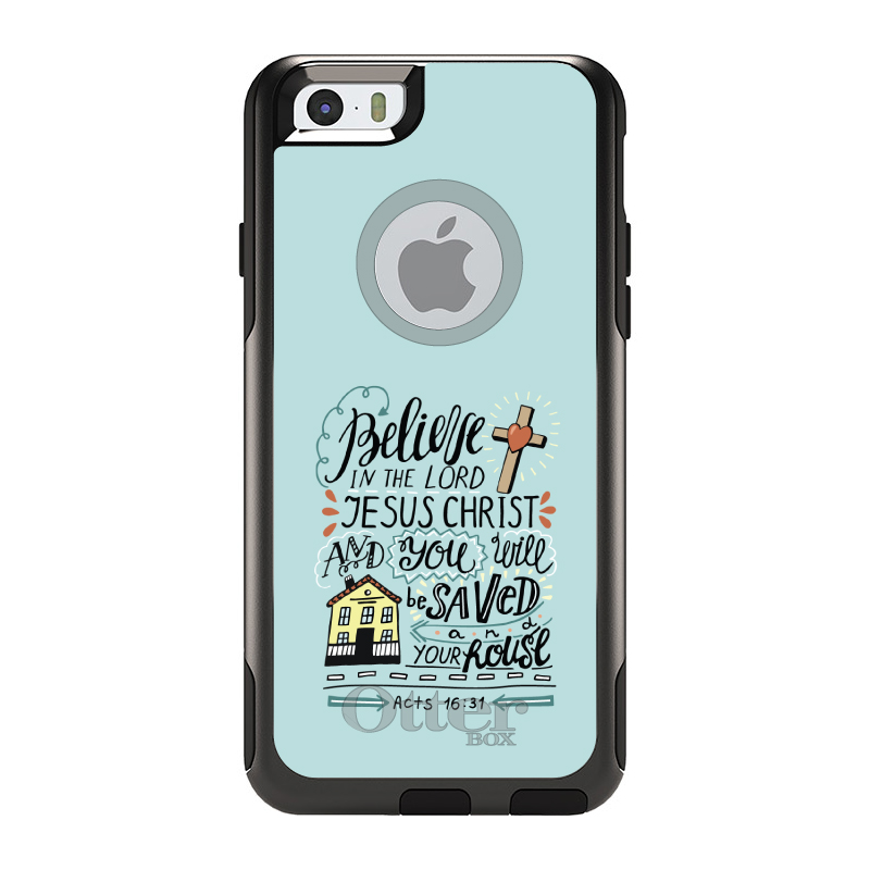 OtterBox Commuter for Apple iPhone (Pick Model) Acts 16:31 Believe Jesus Christ - Picture 3 of 23