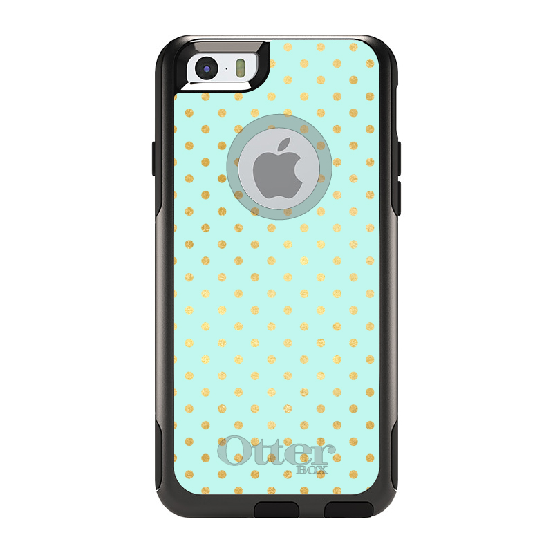 OtterBox Commuter for Apple iPhone (Pick Model) Teal & Gold Polka Dot Pattern - Picture 3 of 23