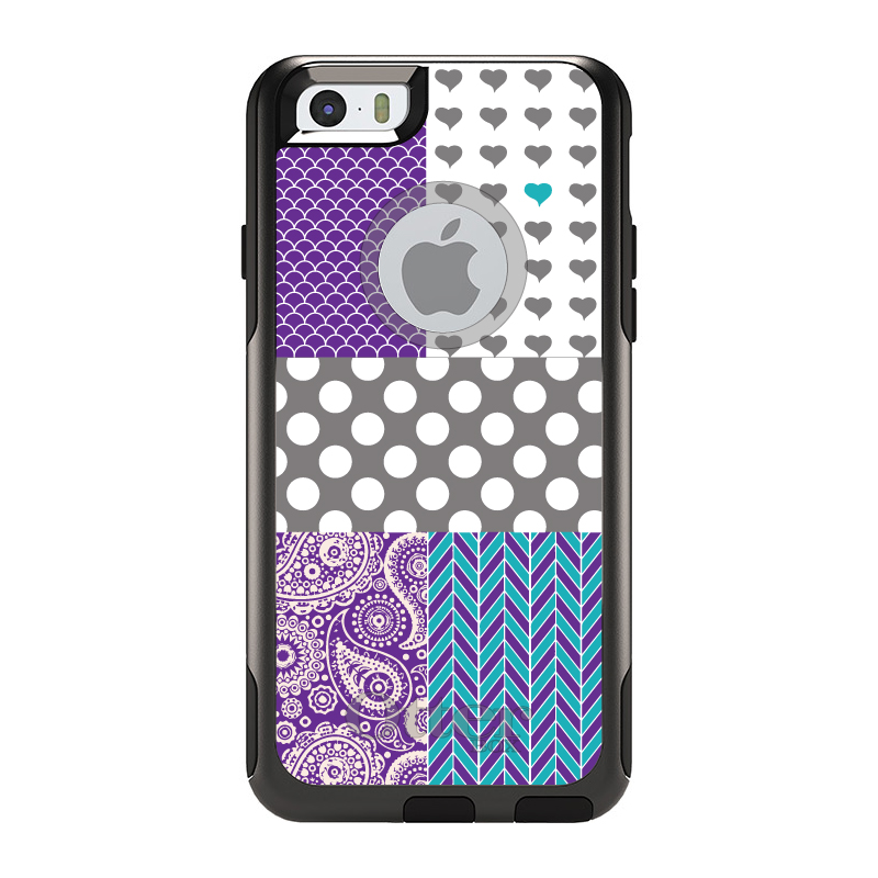 - Custom Monogram or Image OtterBox Commuter for Apple iPhone Purple Teal Check Pattern Choose Model
