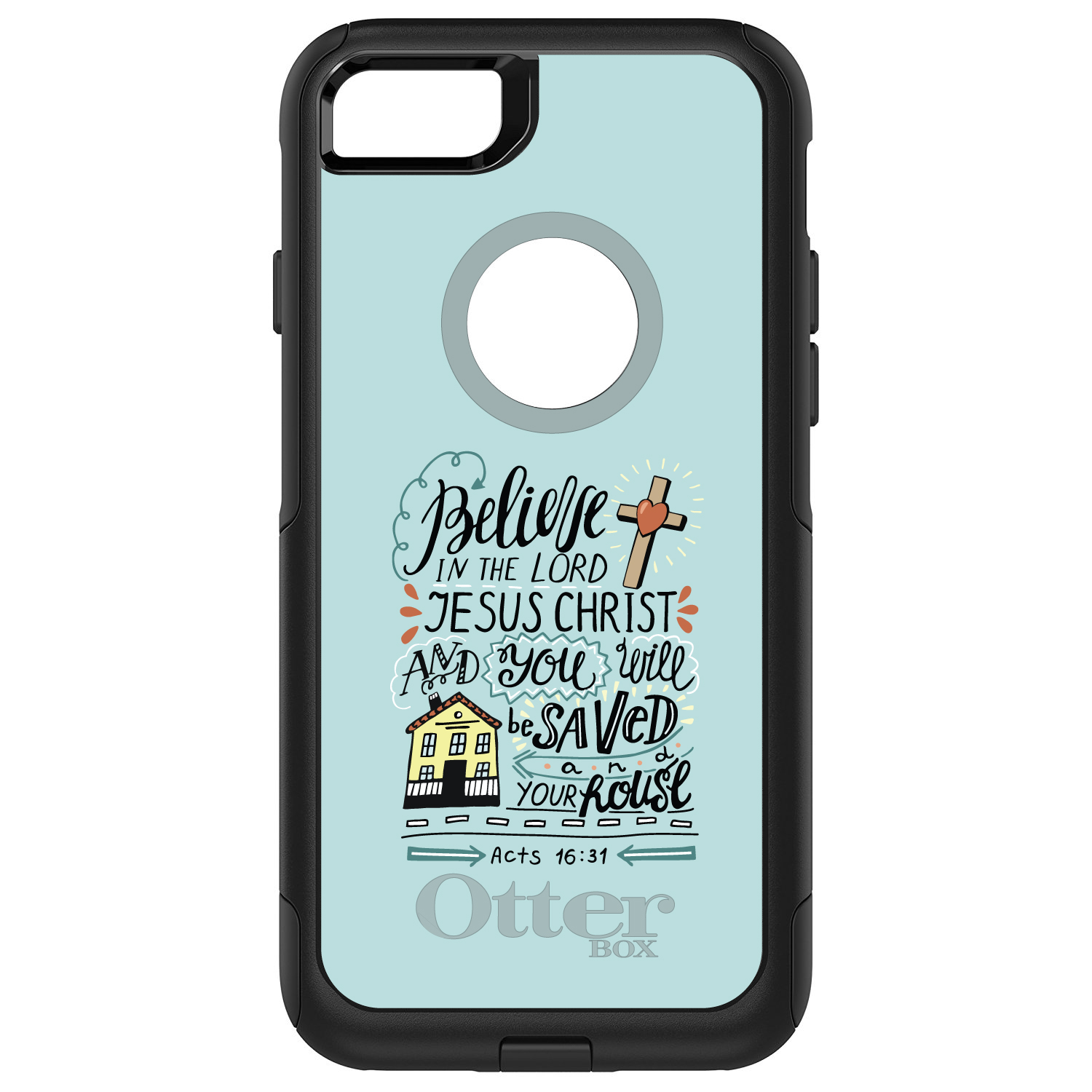 OtterBox Commuter for Apple iPhone (Pick Model) Acts 16:31 Believe Jesus Christ - Picture 5 of 23
