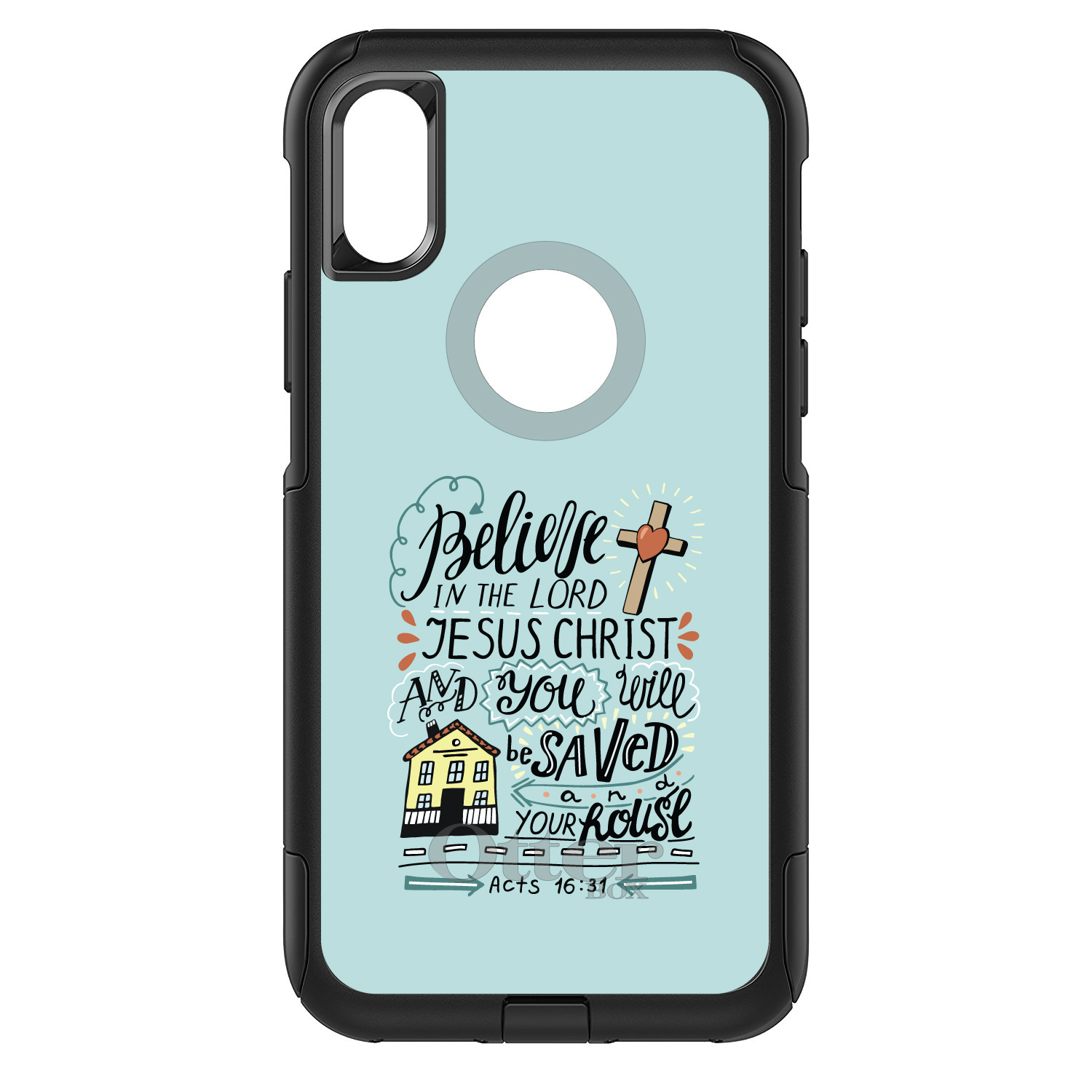 OtterBox Commuter for Apple iPhone (Pick Model) Acts 16:31 Believe Jesus Christ - Picture 7 of 23