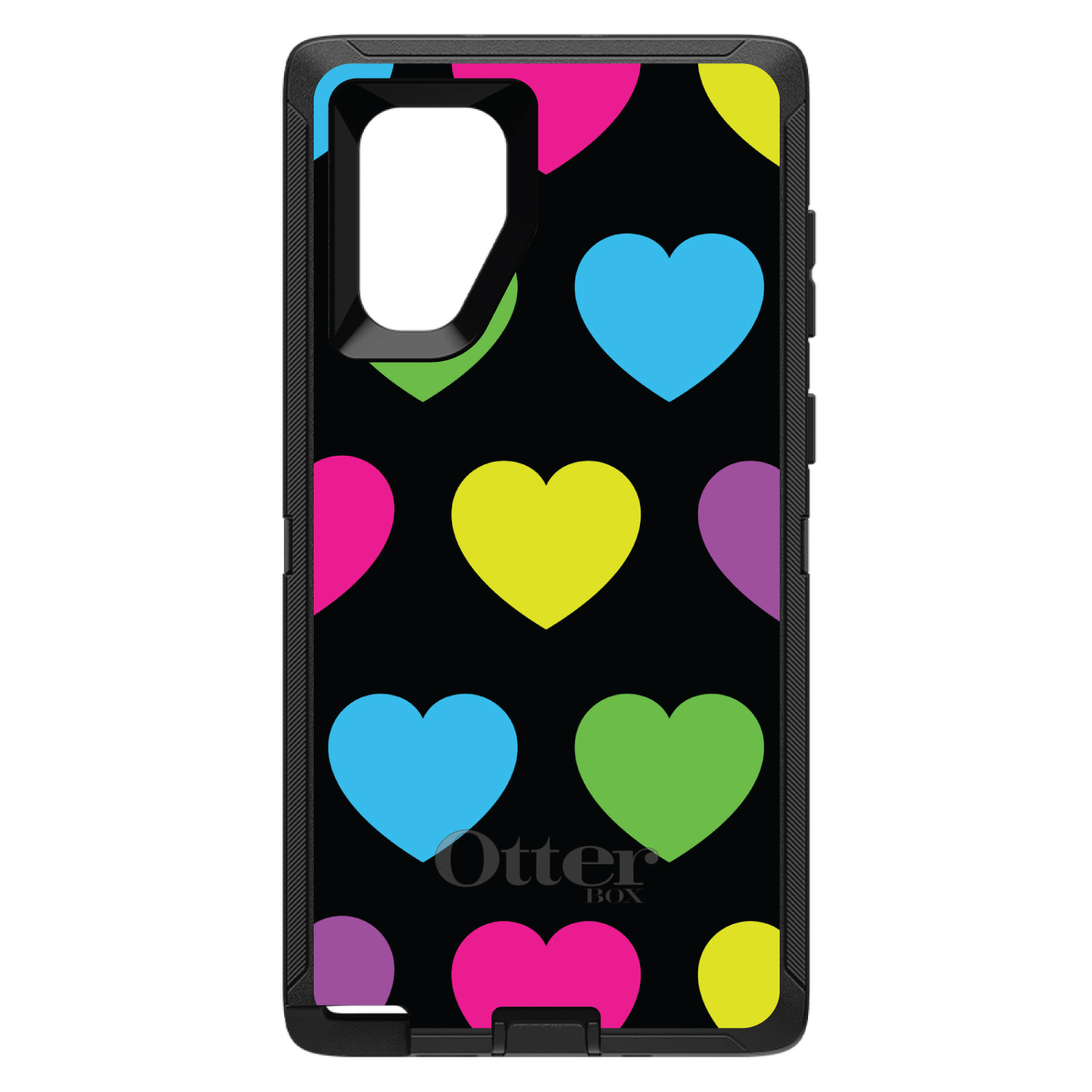 OtterBox Defender for Galaxy Note (Choose Model) Black Multi Color Hearts - Picture 8 of 11