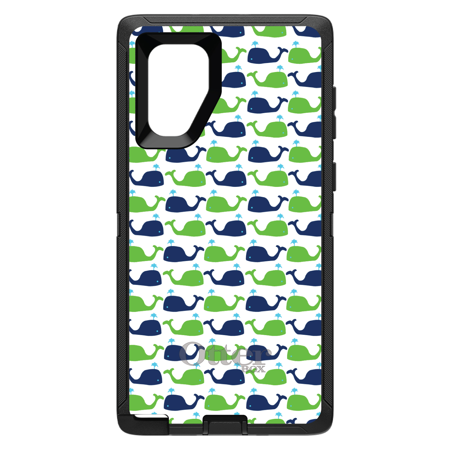 OtterBox Defender for Galaxy Note (Choose Model) Green Navy Cartoon Whales - Picture 9 of 11