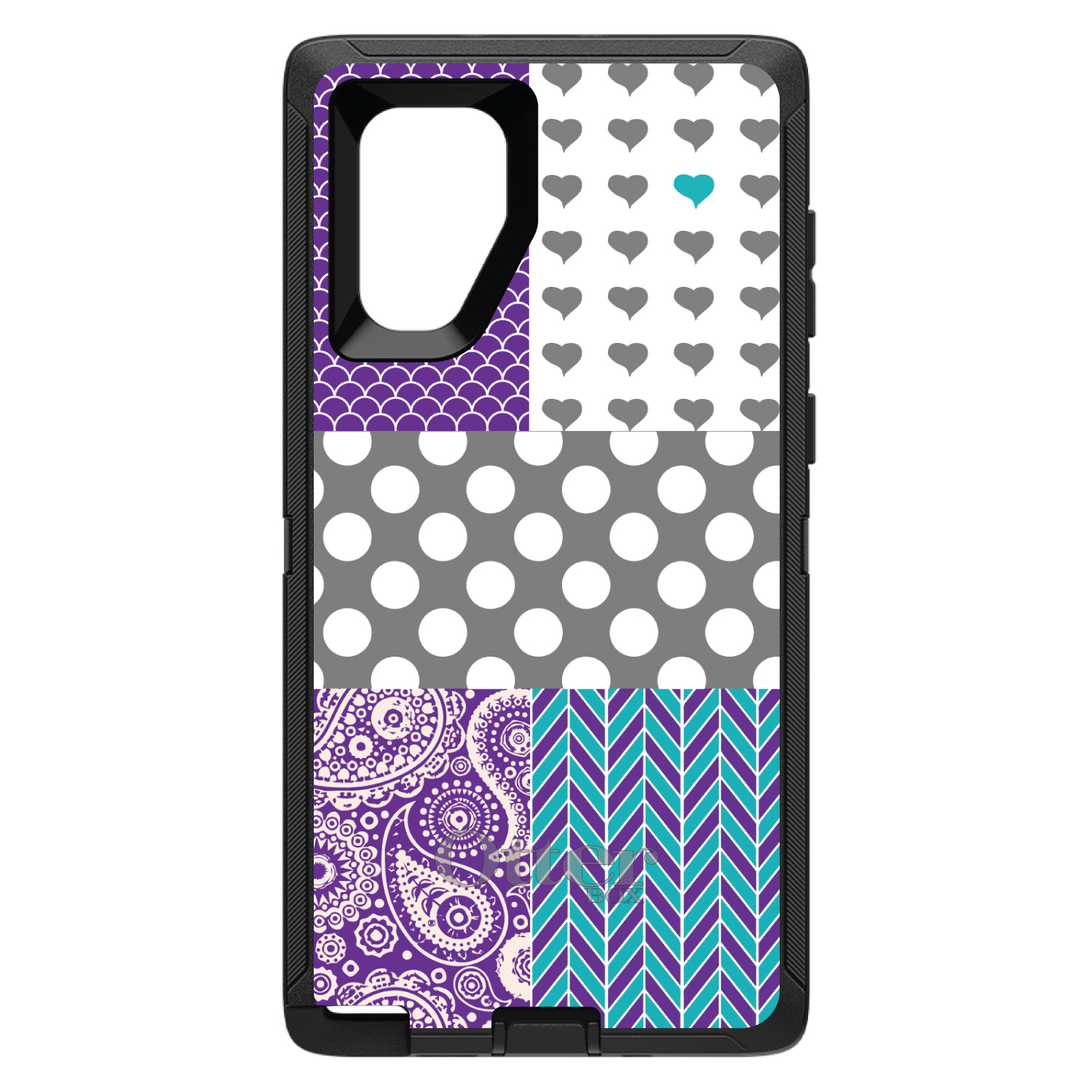OtterBox Defender for Galaxy Note (Choose Model) Purple Teal Grey Patterns - Picture 9 of 11