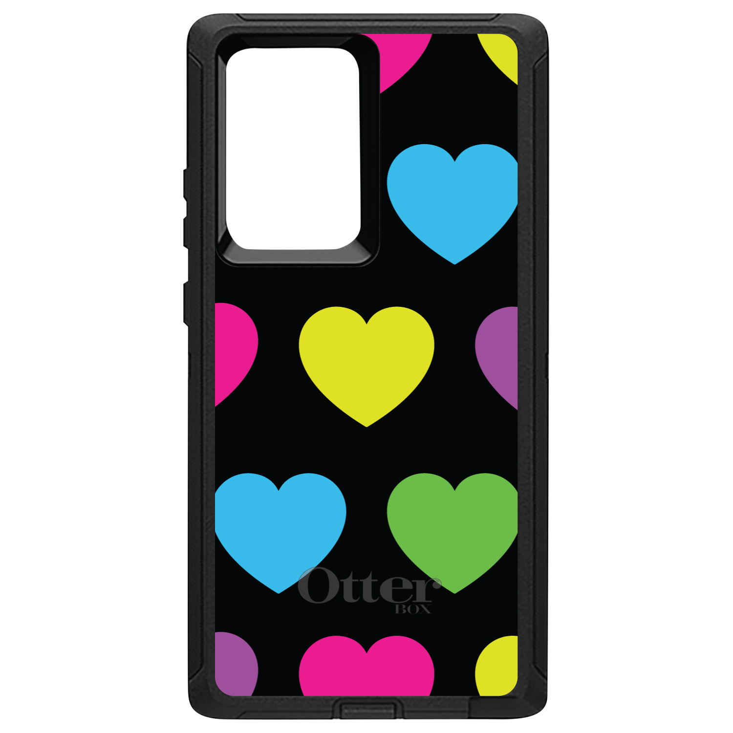OtterBox Defender for Galaxy Note (Choose Model) Black Multi Color Hearts - Picture 10 of 11