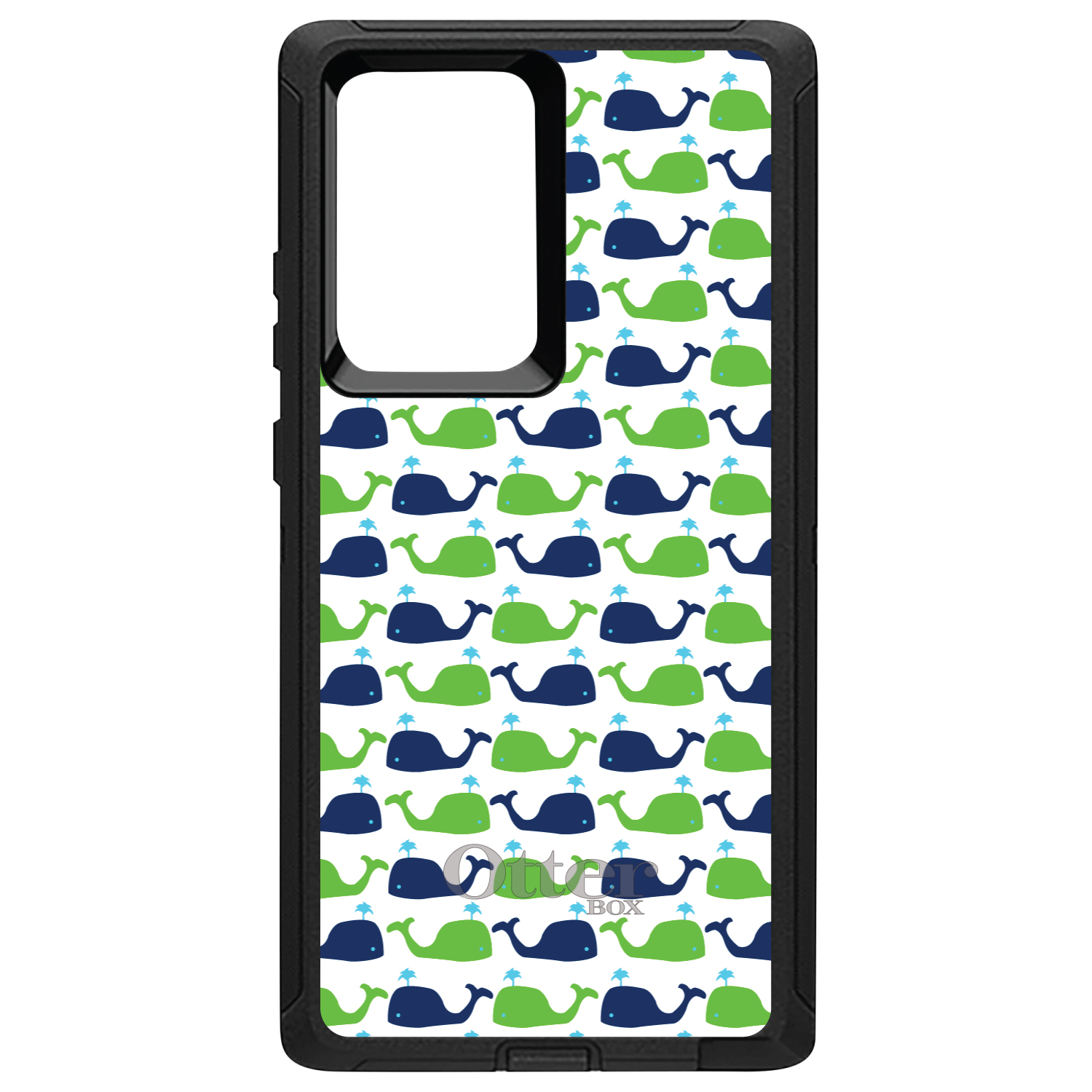 OtterBox Defender for Galaxy Note (Choose Model) Green Navy Cartoon Whales - Picture 10 of 11