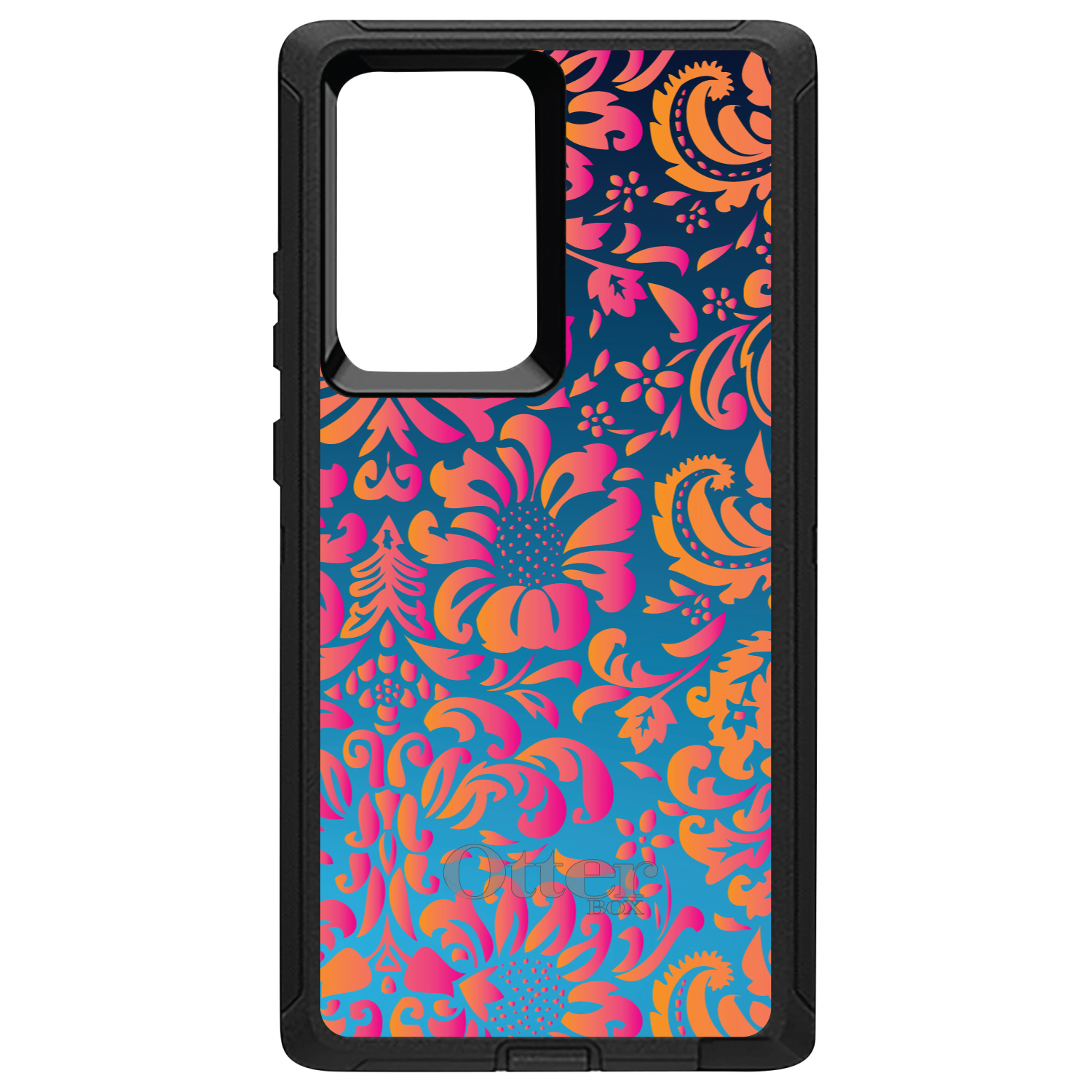 OtterBox Defender para Galaxy Note (Elige Modelo) Rosa Naranja Azul Flor Floral - Imagen 10 de 11