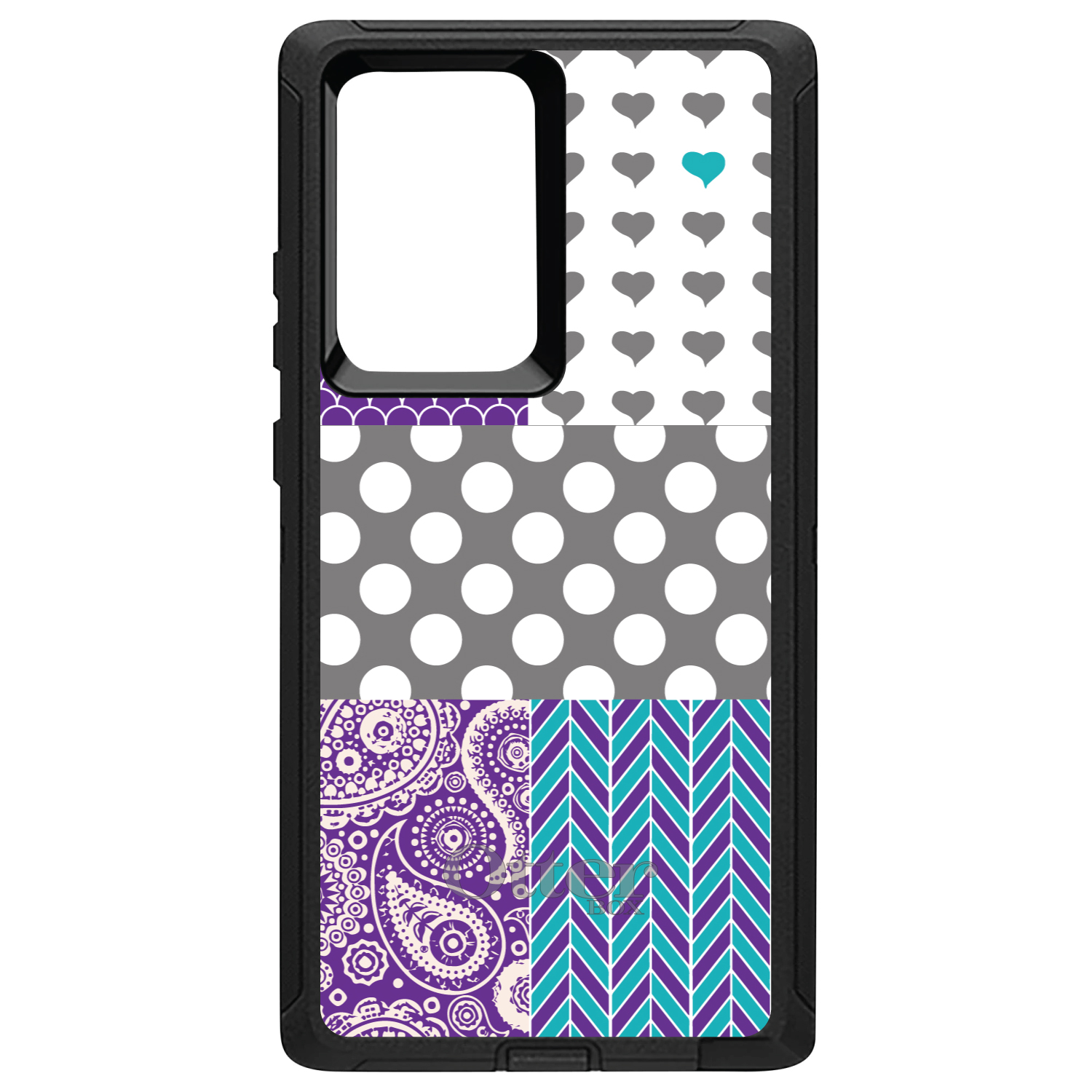 OtterBox Defender for Galaxy Note (Choose Model) Purple Teal Grey Patterns - Picture 10 of 11