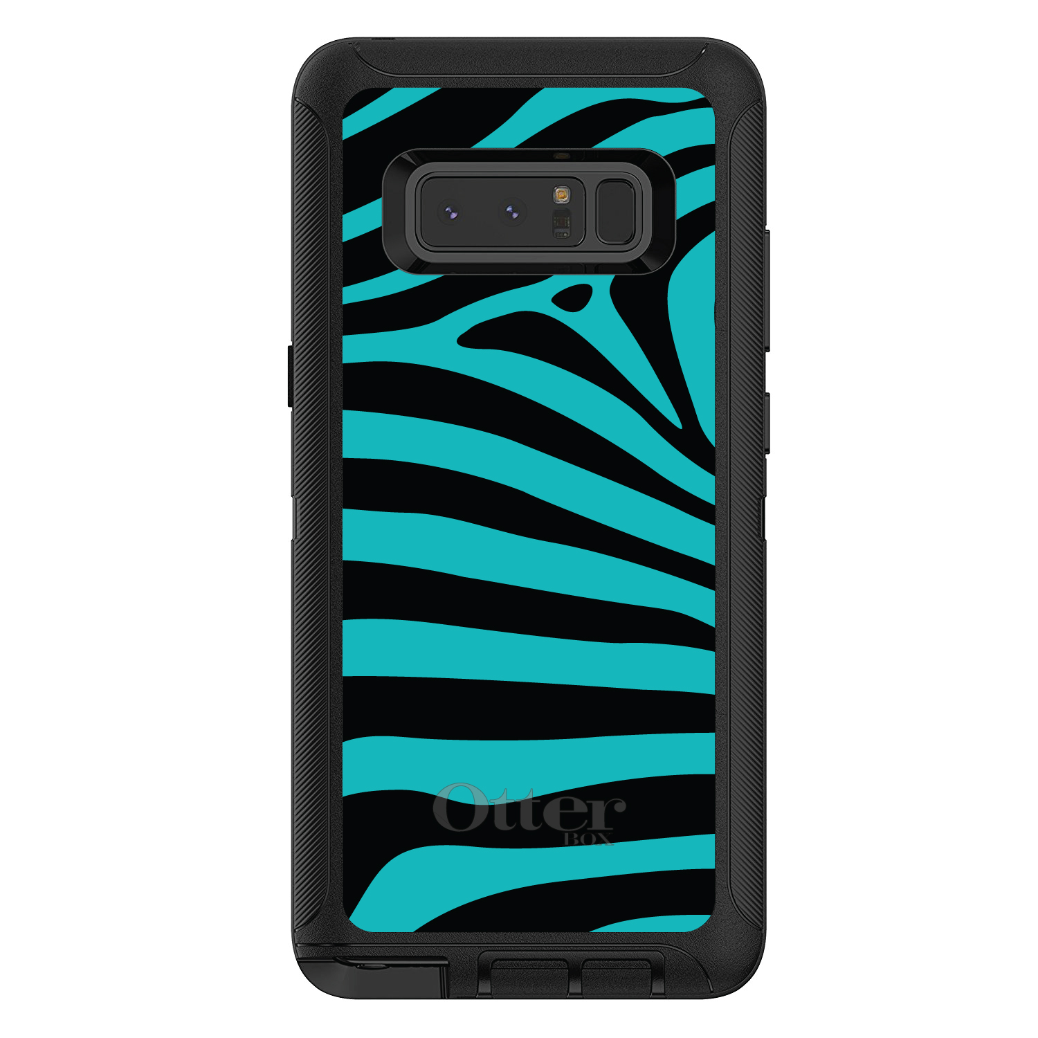 OtterBox Defender for Galaxy Note (Choose Model) Teal Black Zebra Stripes - Picture 2 of 11