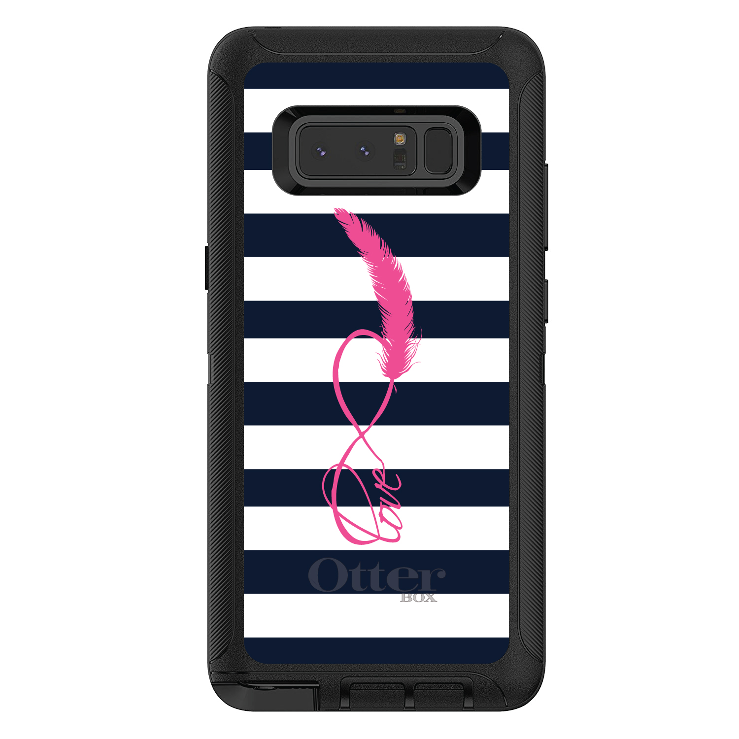 OtterBox Defender para Galaxy Note (Elige Modelo) Azul Marino Blanco Rayas Rosa Amor - Imagen 2 de 11