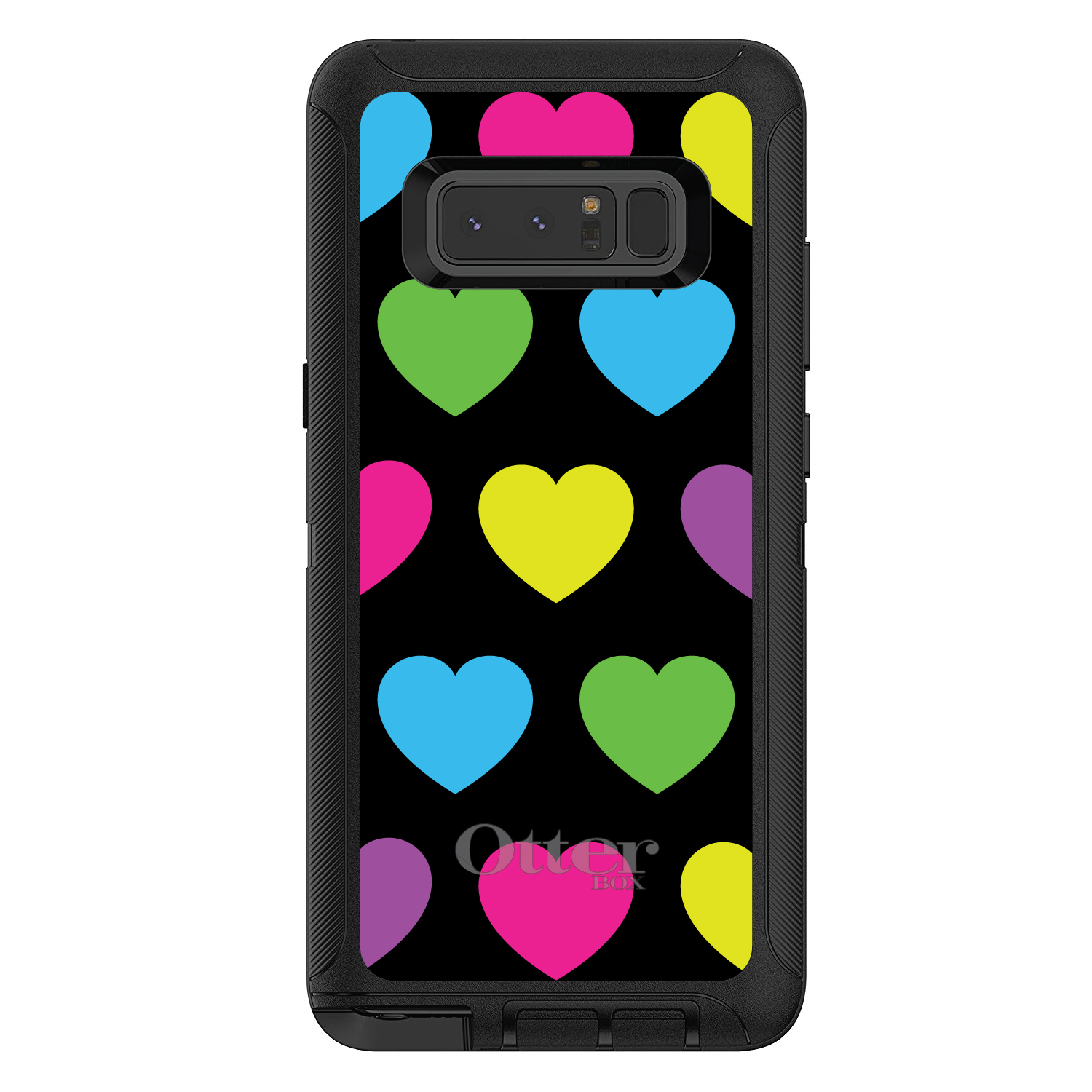 OtterBox Defender for Galaxy Note (Choose Model) Black Multi Color Hearts - Picture 2 of 11