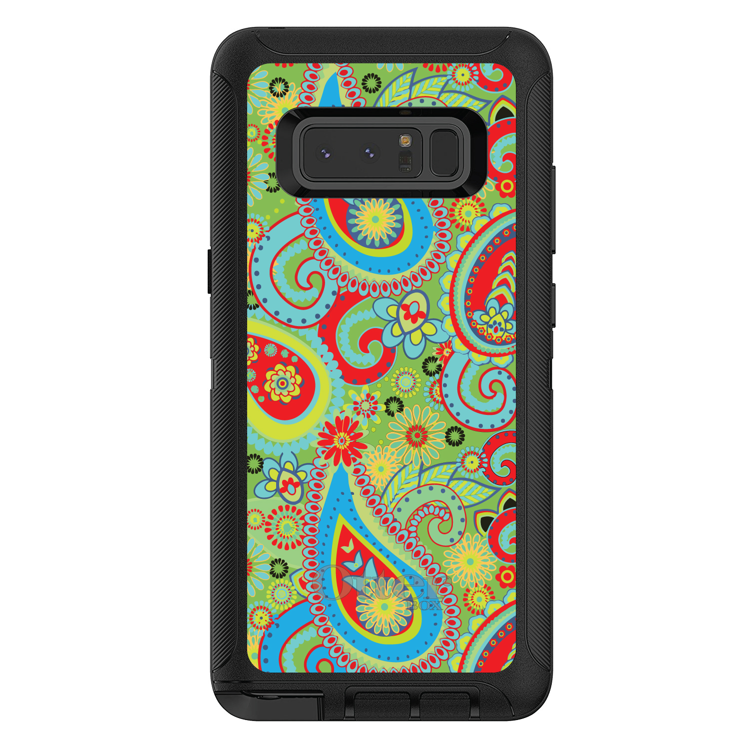 OtterBox Defender for Galaxy Note (Choose Model) Green Red Blue Paisley - Picture 2 of 11