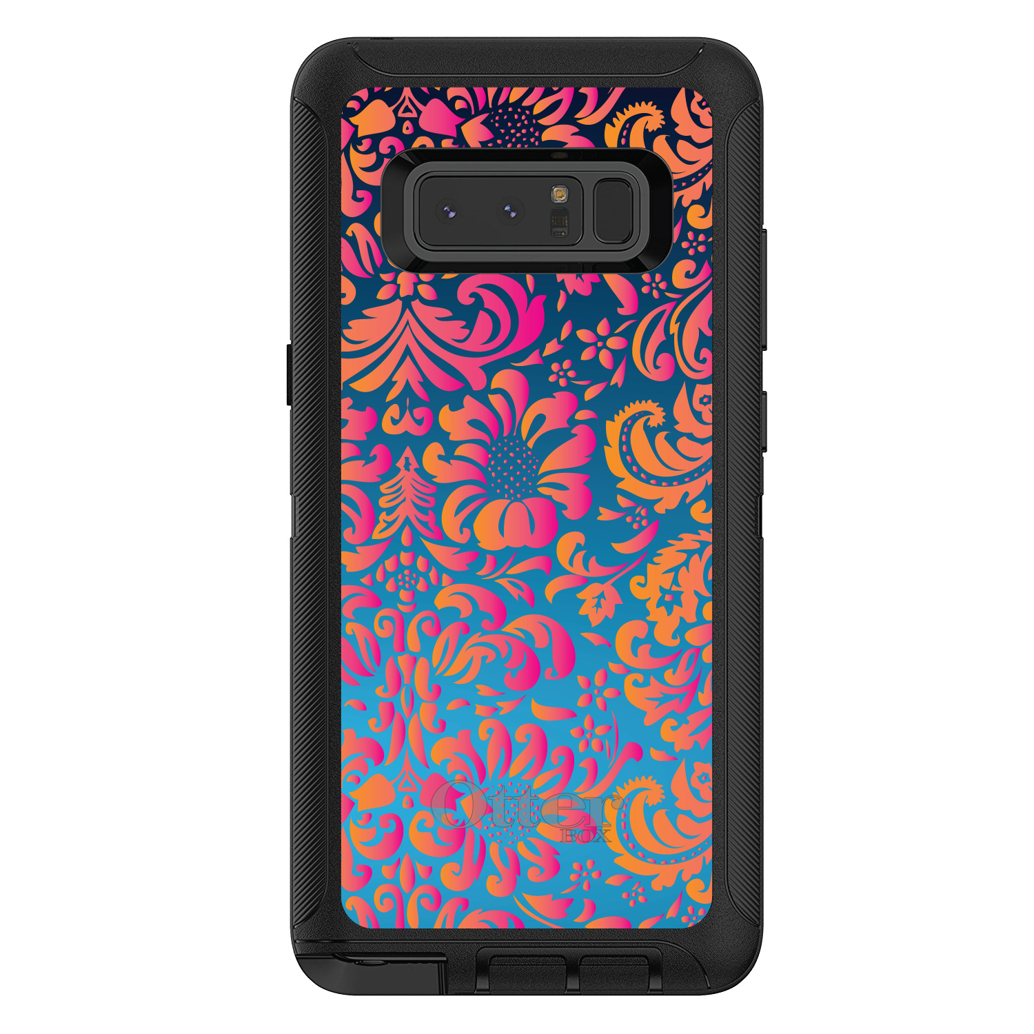 OtterBox Defender para Galaxy Note (Elige Modelo) Rosa Naranja Azul Flor Floral - Imagen 2 de 11