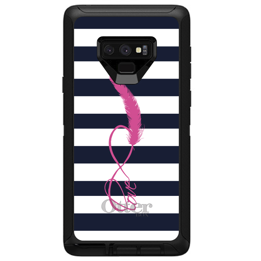 OtterBox Defender para Galaxy Note (Elige Modelo) Azul Marino Blanco Rayas Rosa Amor - Imagen 7 de 11
