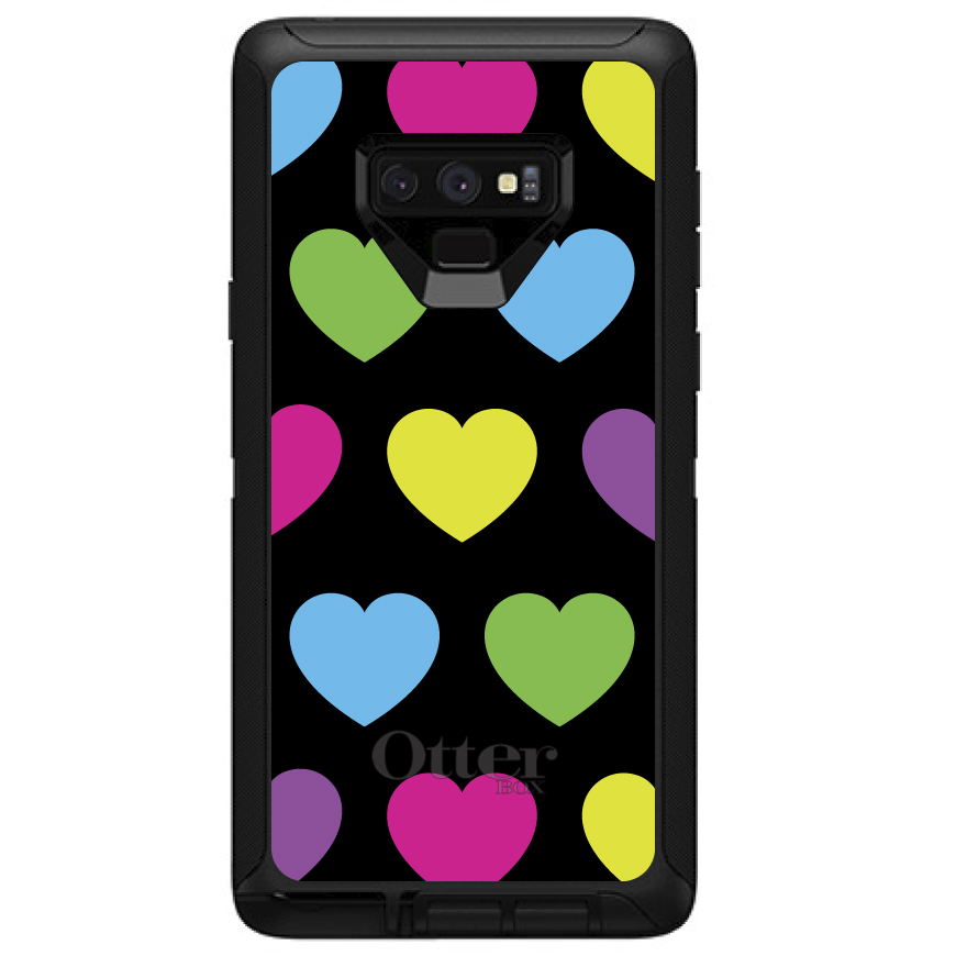 OtterBox Defender for Galaxy Note (Choose Model) Black Multi Color Hearts - Picture 7 of 11