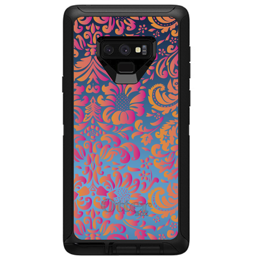 OtterBox Defender para Galaxy Note (Elige Modelo) Rosa Naranja Azul Flor Floral - Imagen 7 de 11