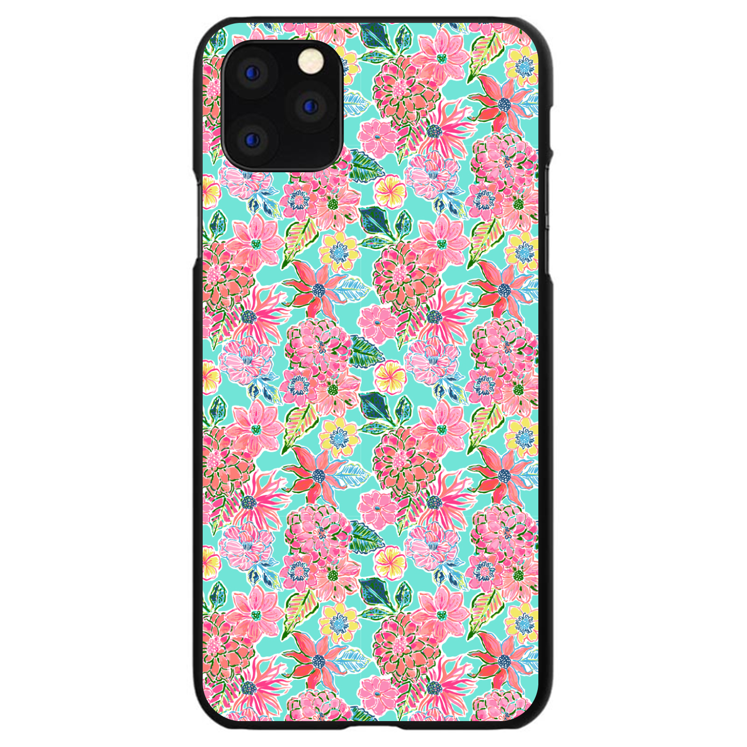 Hard Case Cover for iPhone / Samsung Galaxy Preppy Flowers on Teal  Background