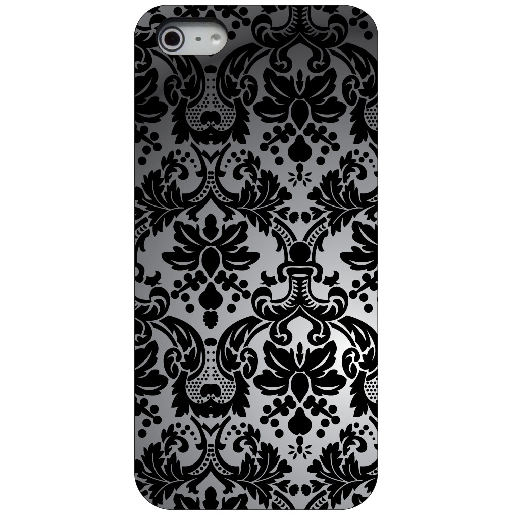 Hard Case Cover for iPhone / Samsung Galaxy Silver Black Damask - Picture 2 of 39