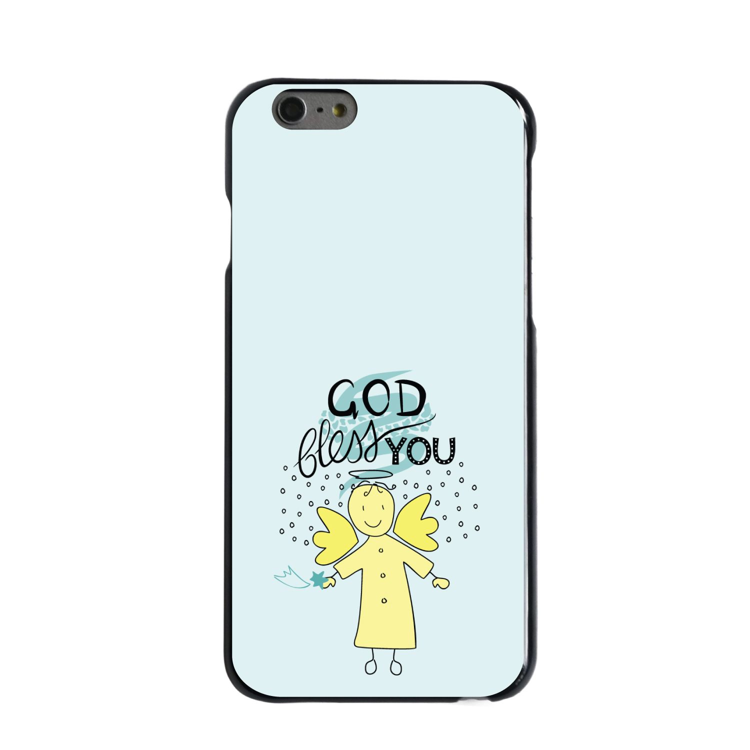 Hard Case Cover for iPhone / Samsung Galaxy God Bless You Angel - Yellow Teal - Picture 3 of 38